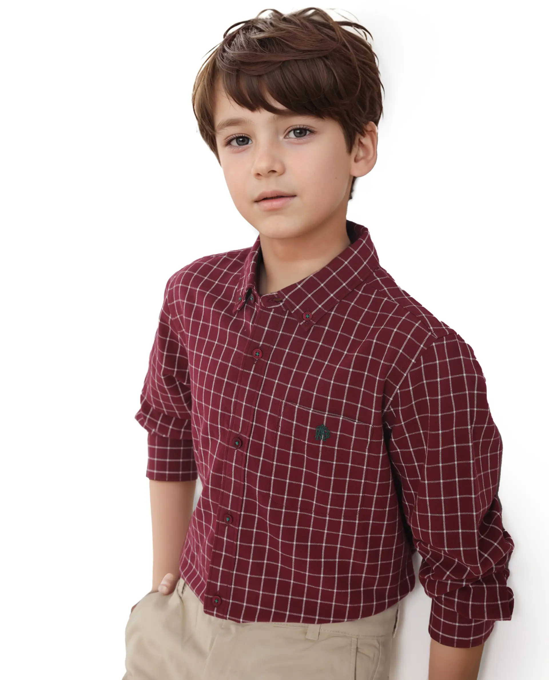 Rare Ones Kids Crew Red Cotton Full Sleeves Button Down Collar Regular Fit Checked Shirt - Image 5