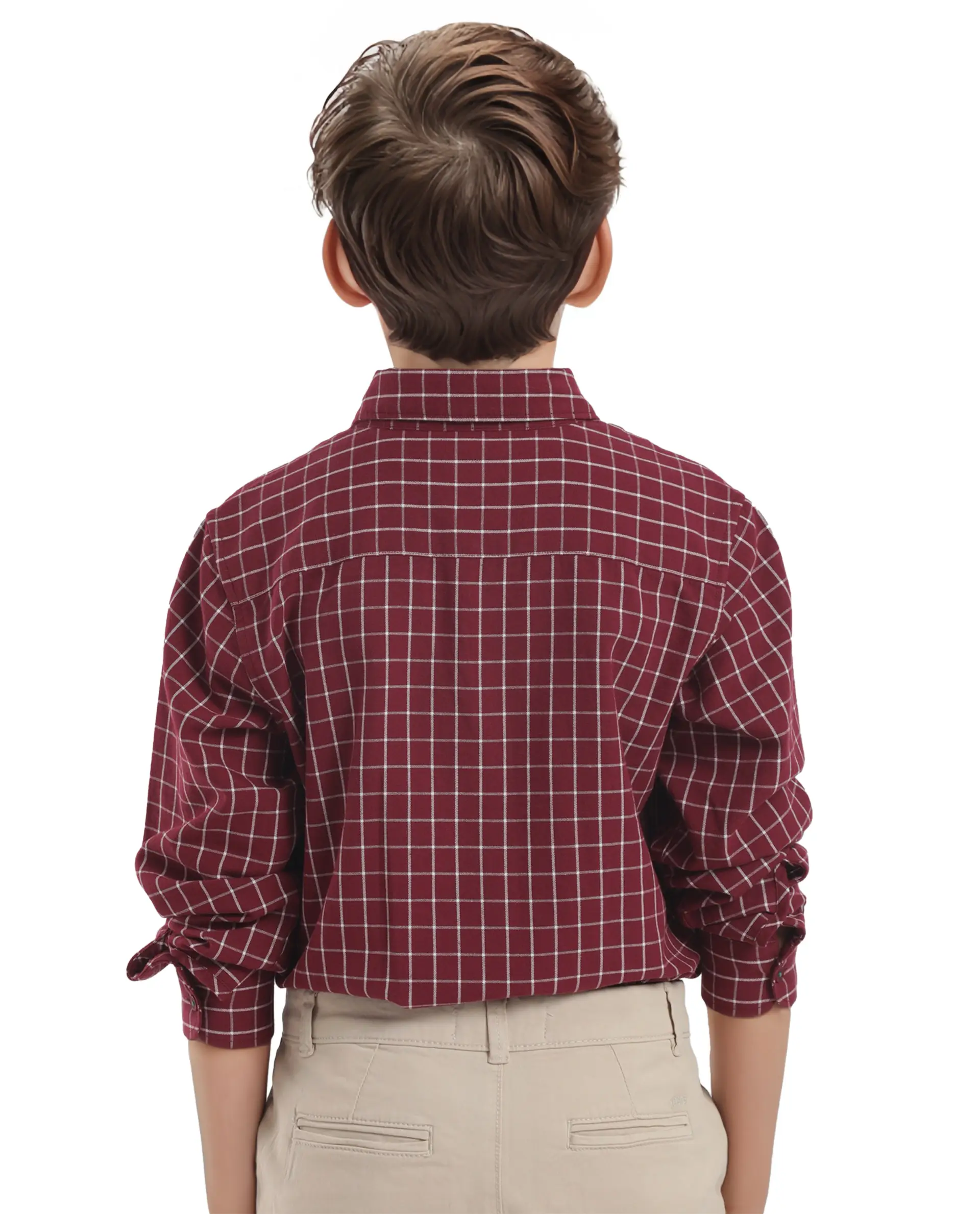 Rare Ones Kids Crew Red Cotton Full Sleeves Button Down Collar Regular Fit Checked Shirt - Image 6