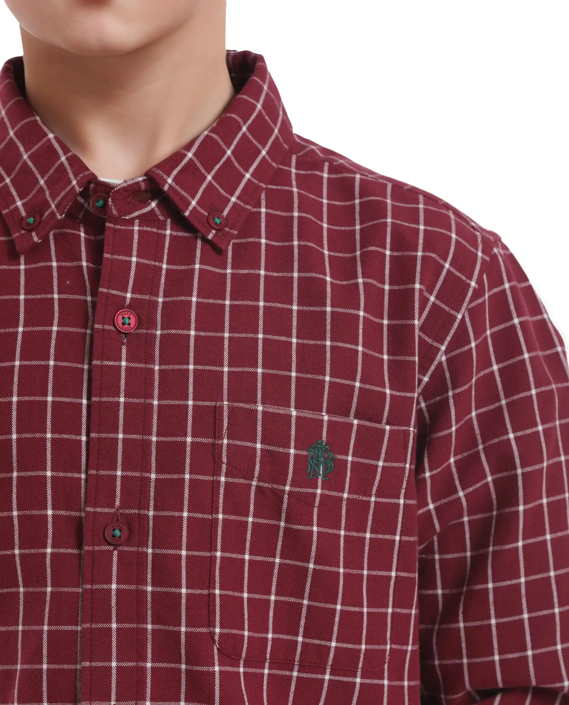 Rare Ones Kids Crew Red Cotton Full Sleeves Button Down Collar Regular Fit Checked Shirt - Image 9