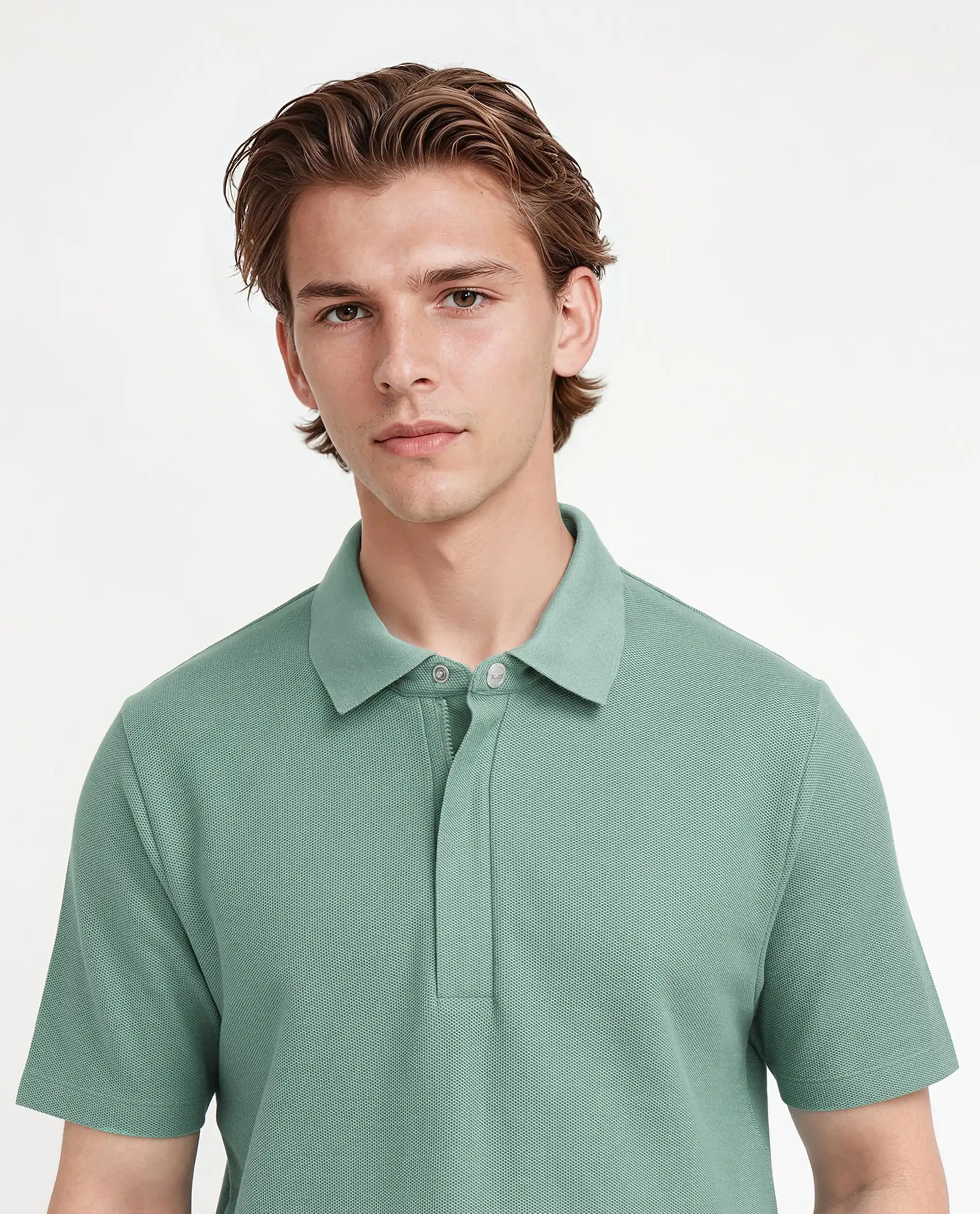 Rare Rabbit Men's Crin Light Green Cotton Plain Regular Fit Half Sleeve Polo - Image 7