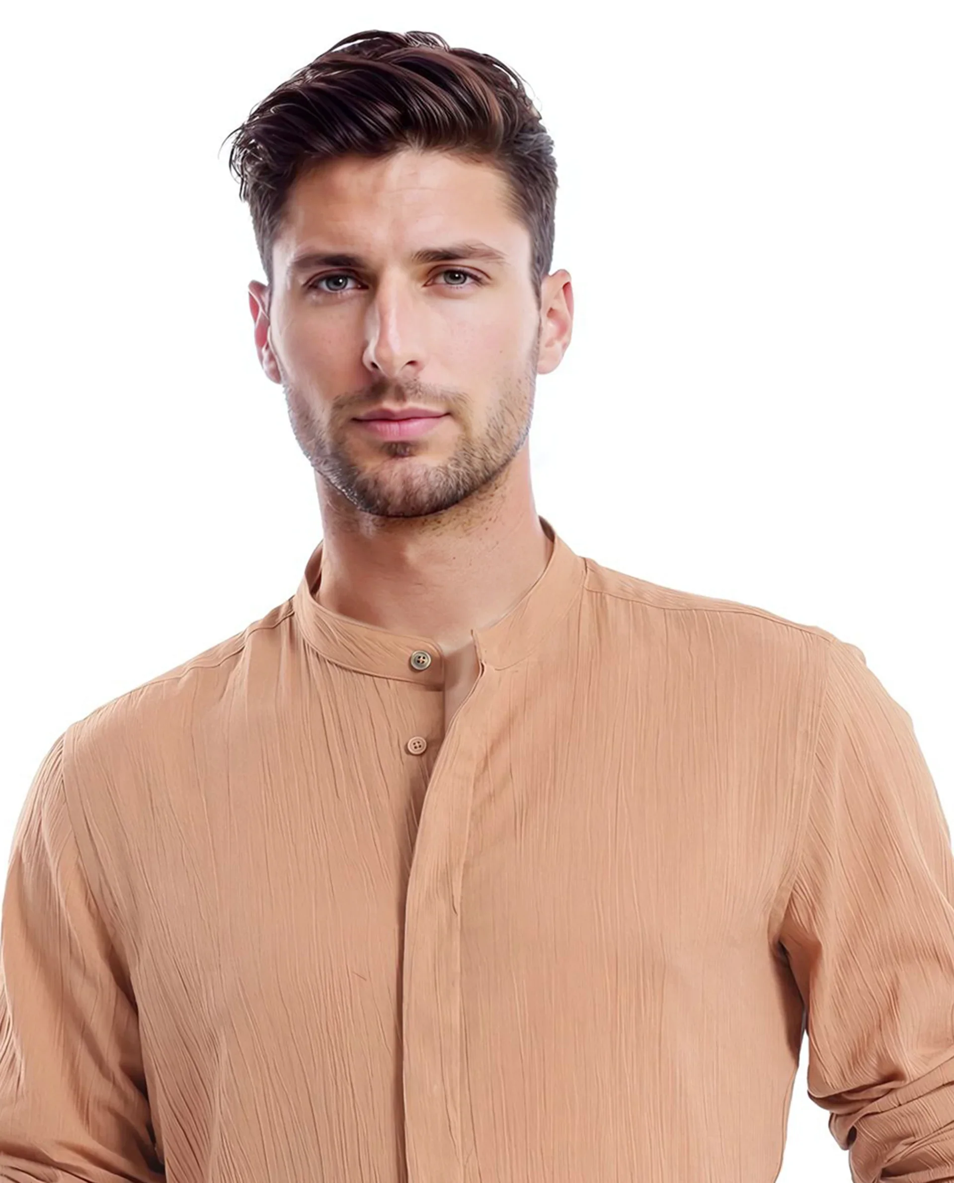 Rare Rabbit Men's Plain Regular Fit Full Sleeve Mandarin Collar Shirt - Image 2