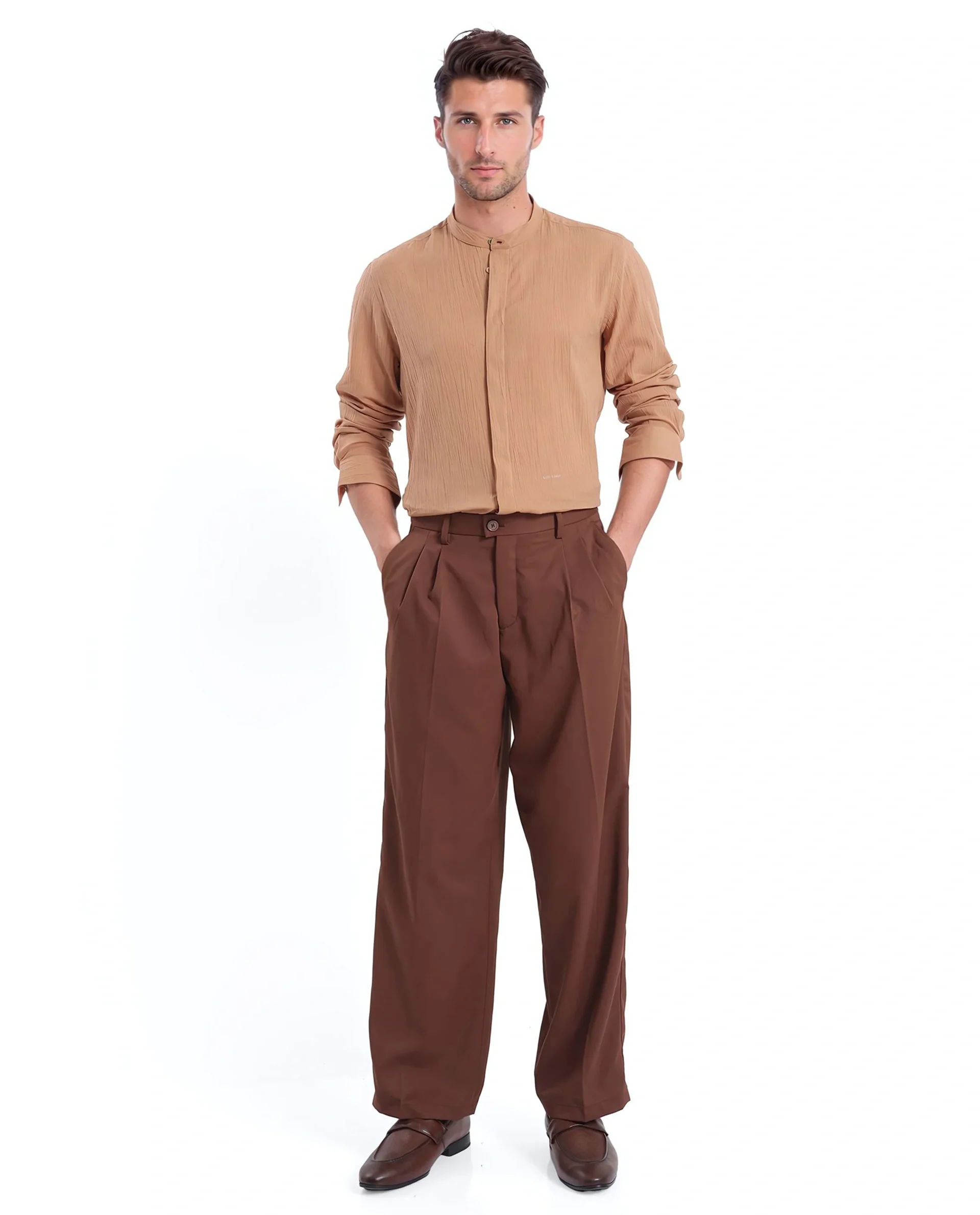 Rare Rabbit Men's Plain Regular Fit Full Sleeve Mandarin Collar Shirt - Image 3