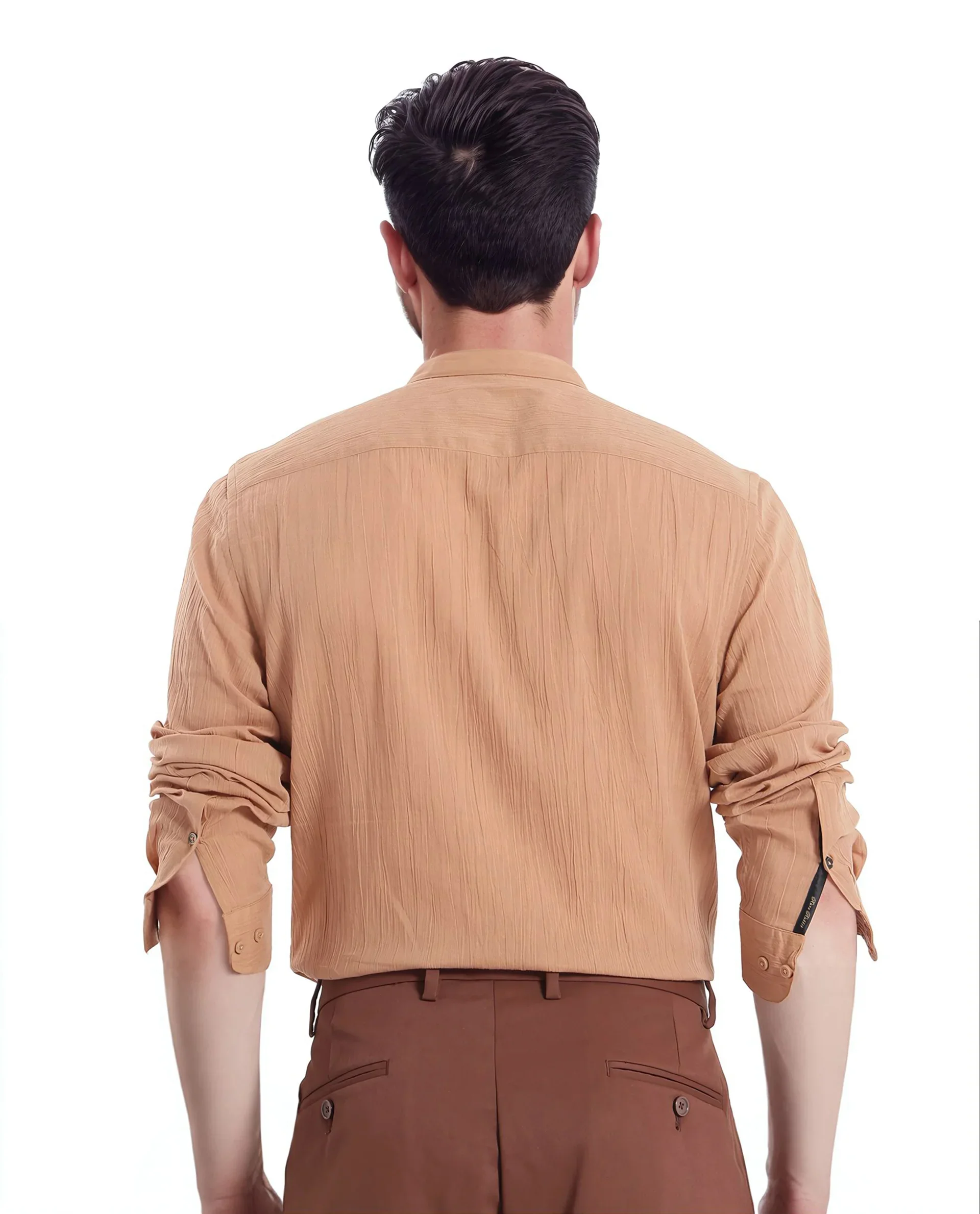 Rare Rabbit Men's Plain Regular Fit Full Sleeve Mandarin Collar Shirt - Image 7