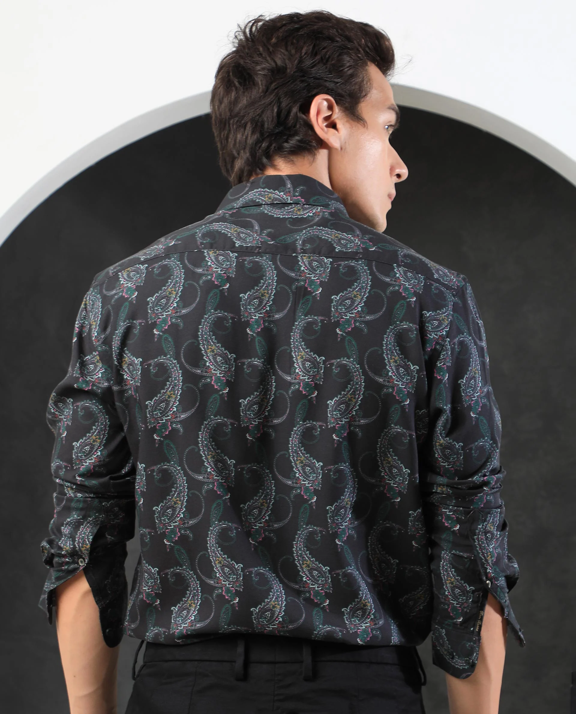 Rare Rabbit Men's Crislon Black Cotton Paisley Print Regular Fit Full Sleeve Collared Shirt - Image 10