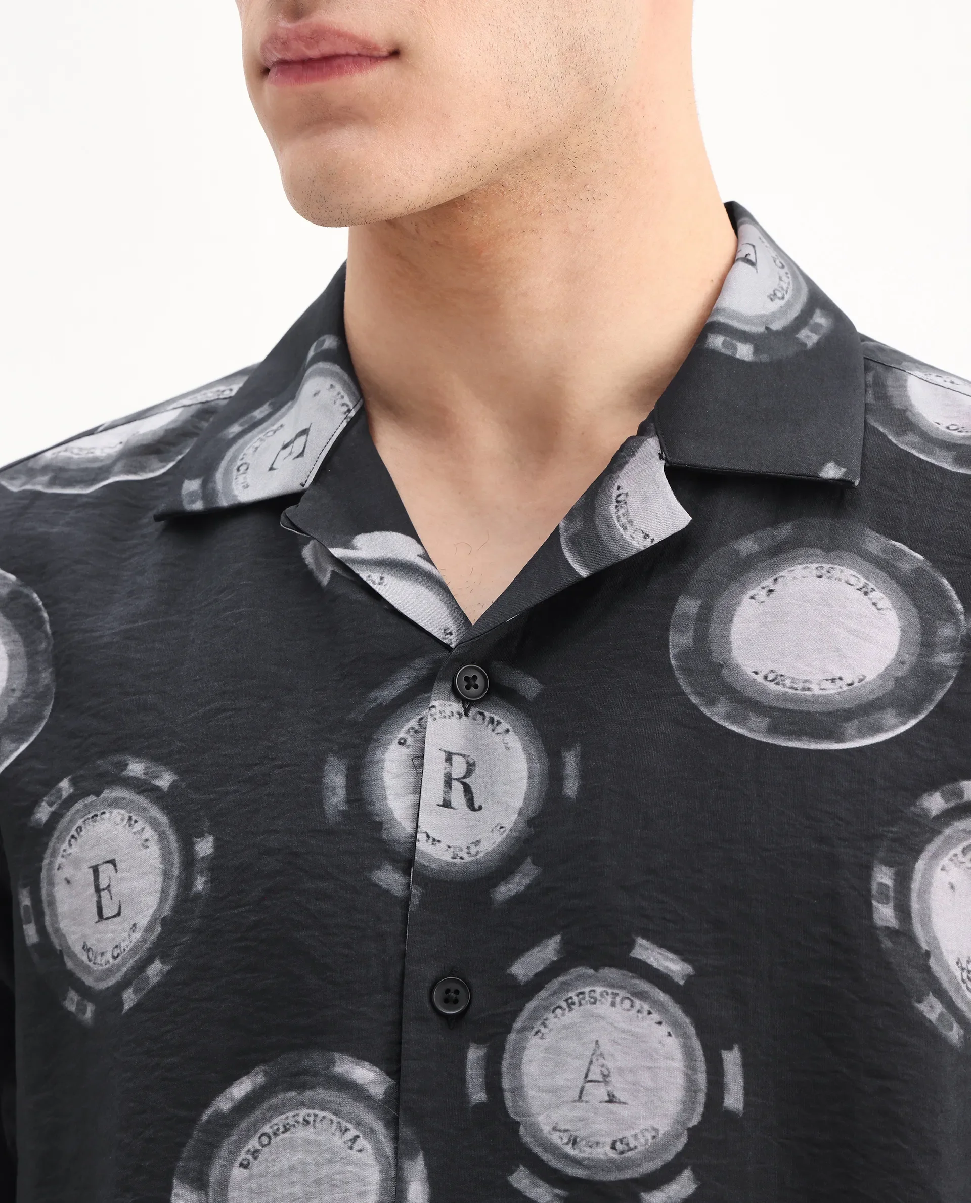 Rare Rabbit Men's Crix Dusky Purple Viscose Blend Geometric Print Relaxed Fit Half Sleeve Cuban Collar Shirt - Image 4