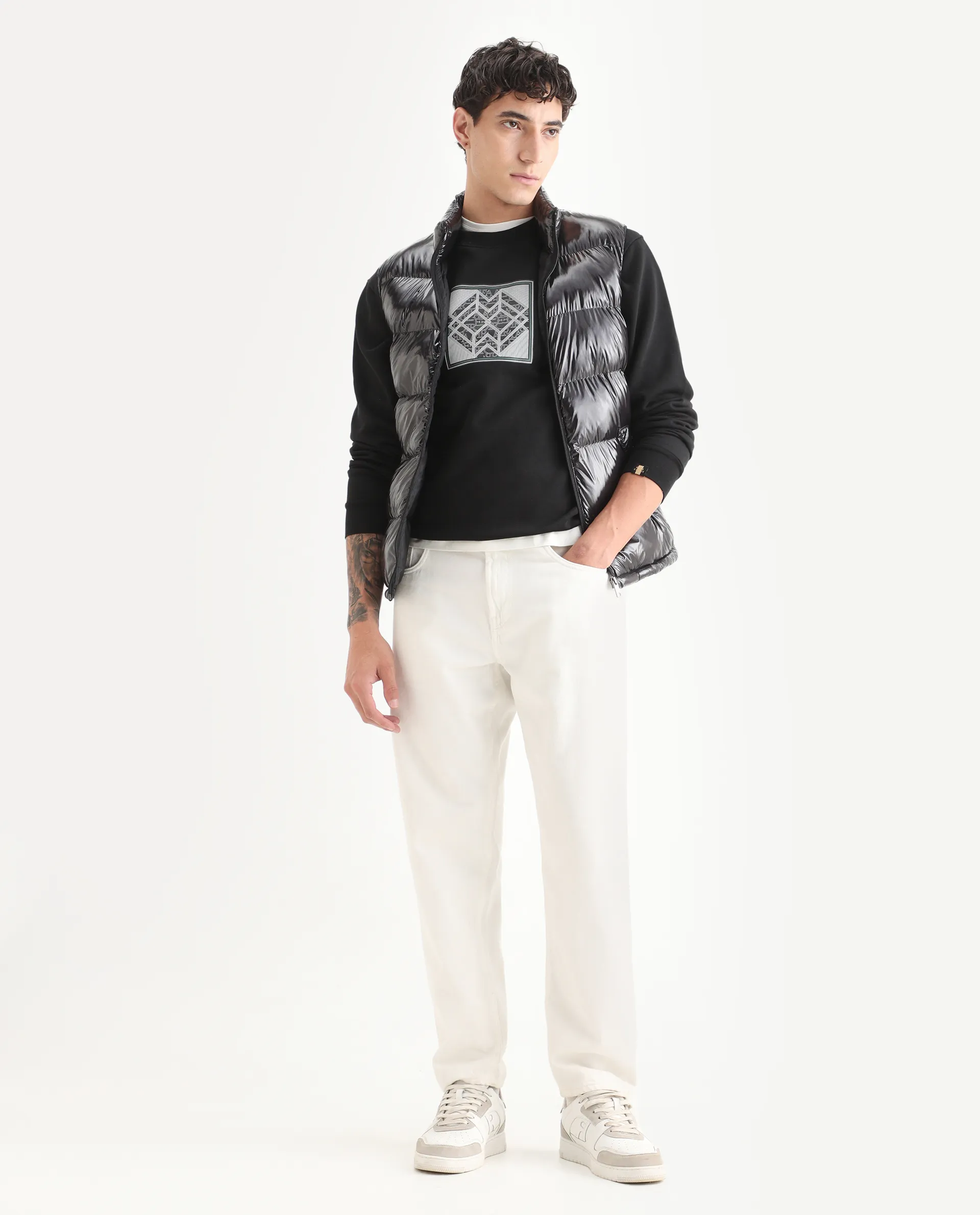 Rare Rabbit Men's Croc Black Cotton Graphic Print Regular Fit Full Sleeve Crew Neck Sweatshirt - Image 2