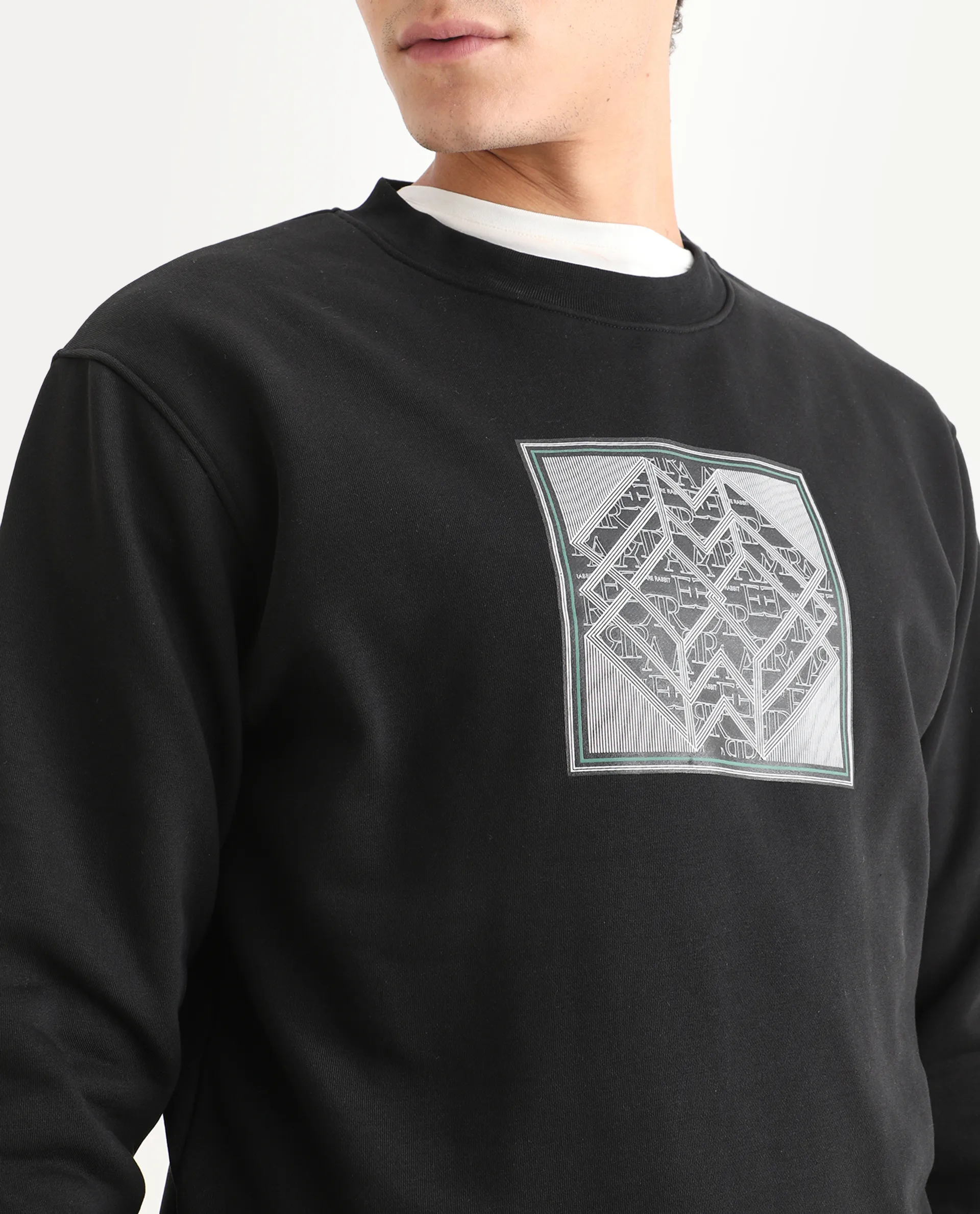 Rare Rabbit Men's Croc Black Cotton Graphic Print Regular Fit Full Sleeve Crew Neck Sweatshirt - Image 3