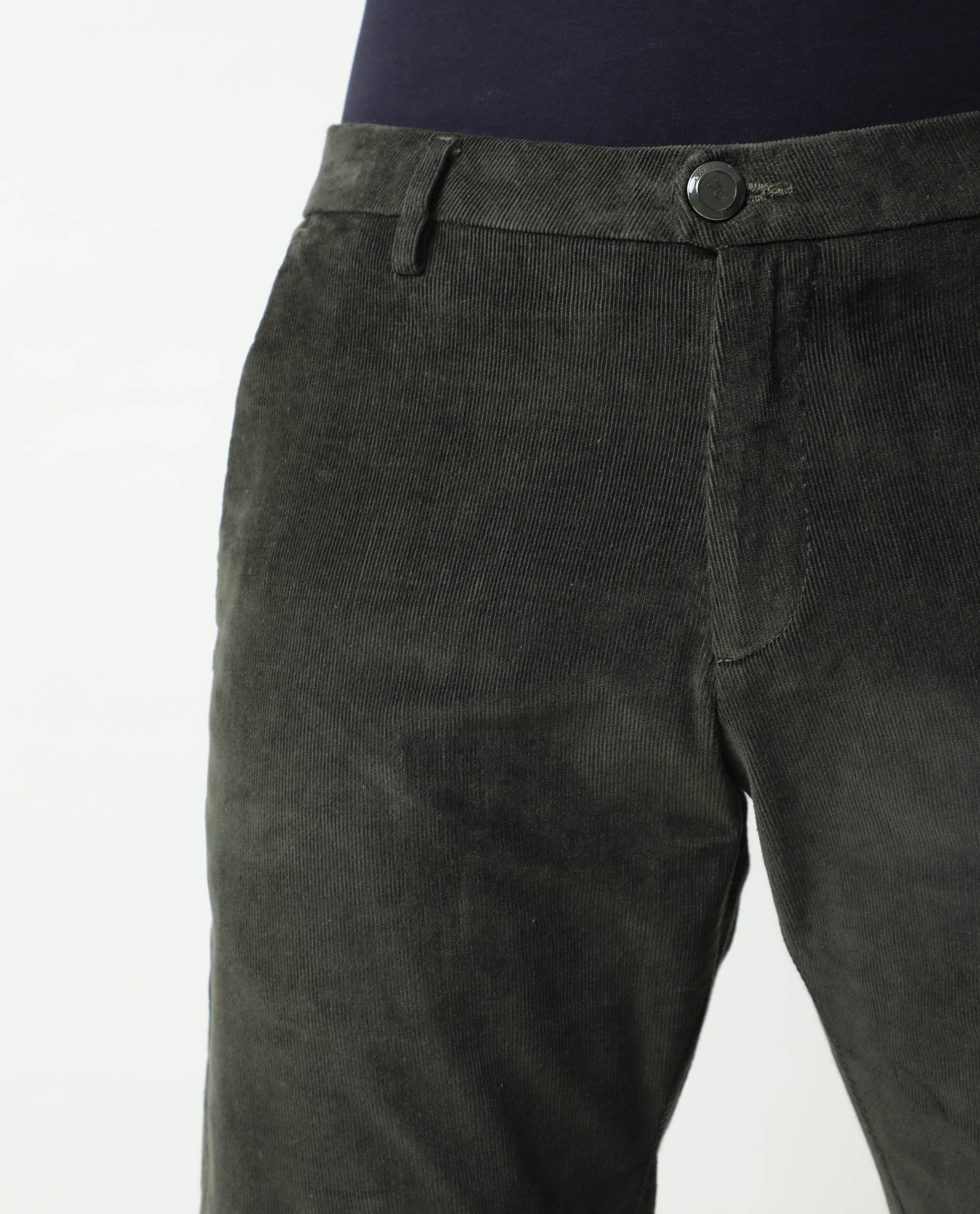 Rare Rabbit Men's Croc Green Cotton Plain Slim Fit Trouser - Image 3