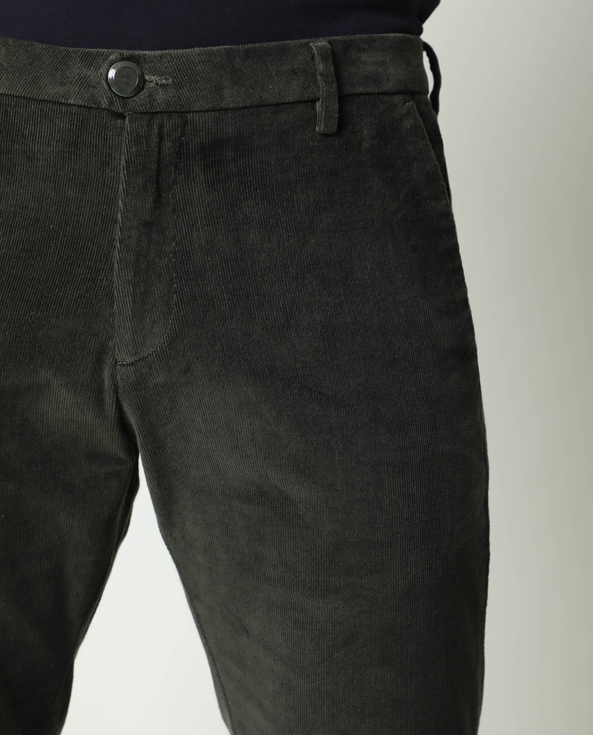 Rare Rabbit Men's Croc Green Cotton Plain Slim Fit Trouser - Image 4