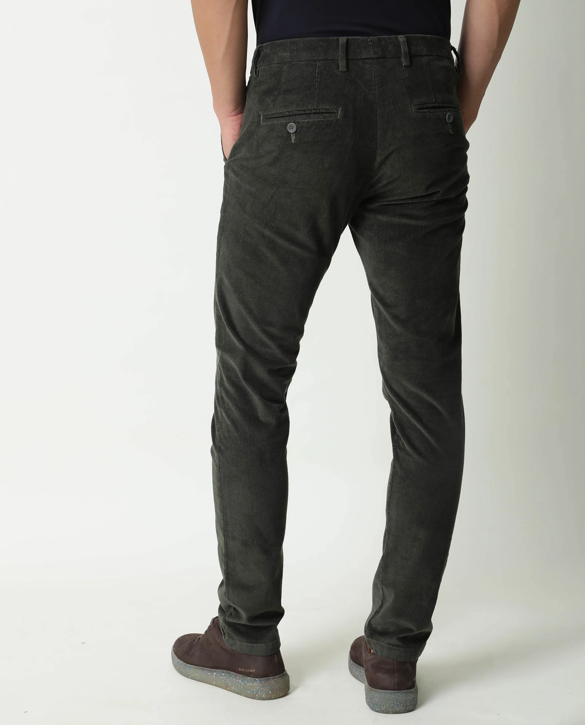 Rare Rabbit Men's Croc Green Cotton Plain Slim Fit Trouser - Image 6