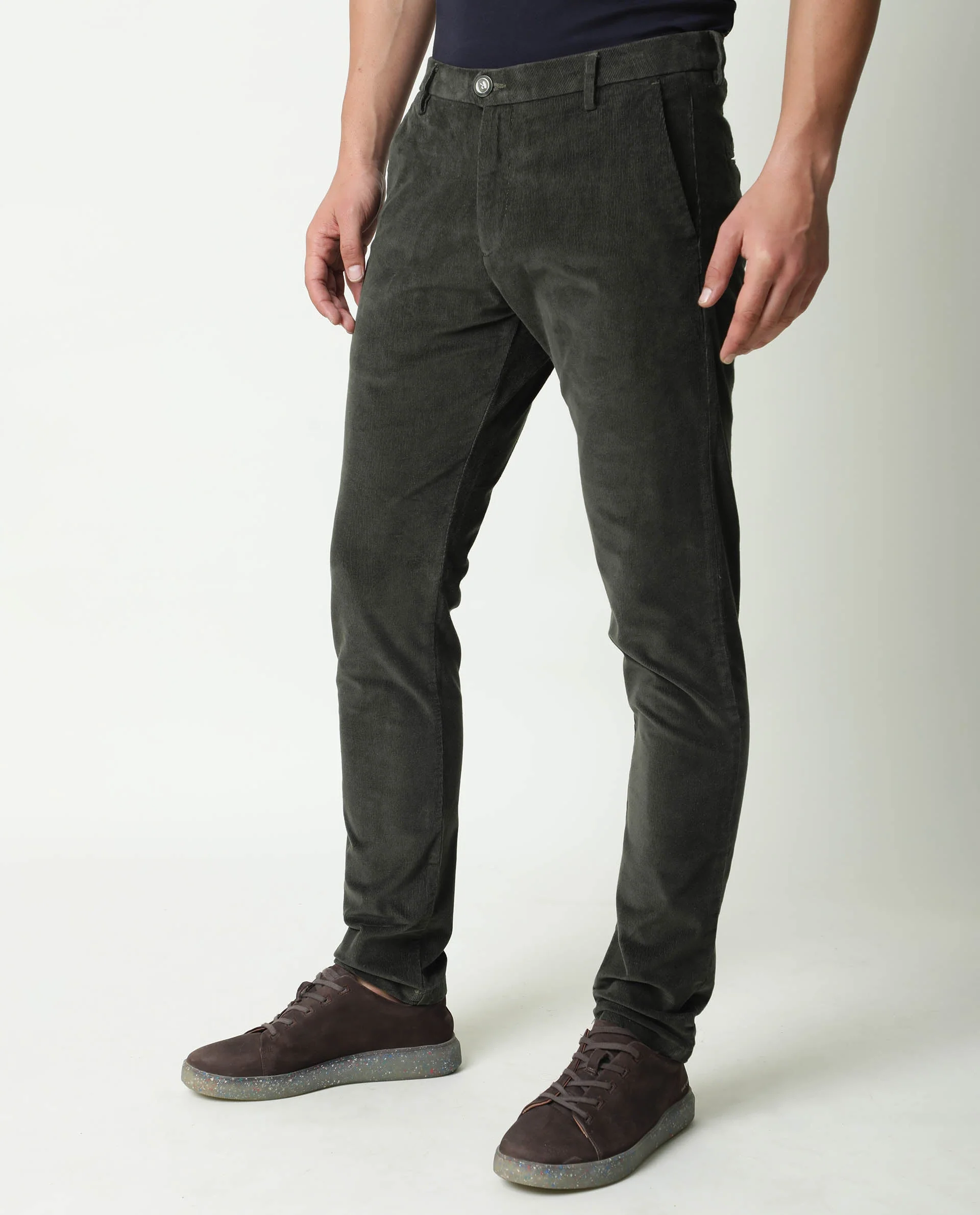 Rare Rabbit Men's Croc Green Cotton Plain Slim Fit Trouser - Image 8