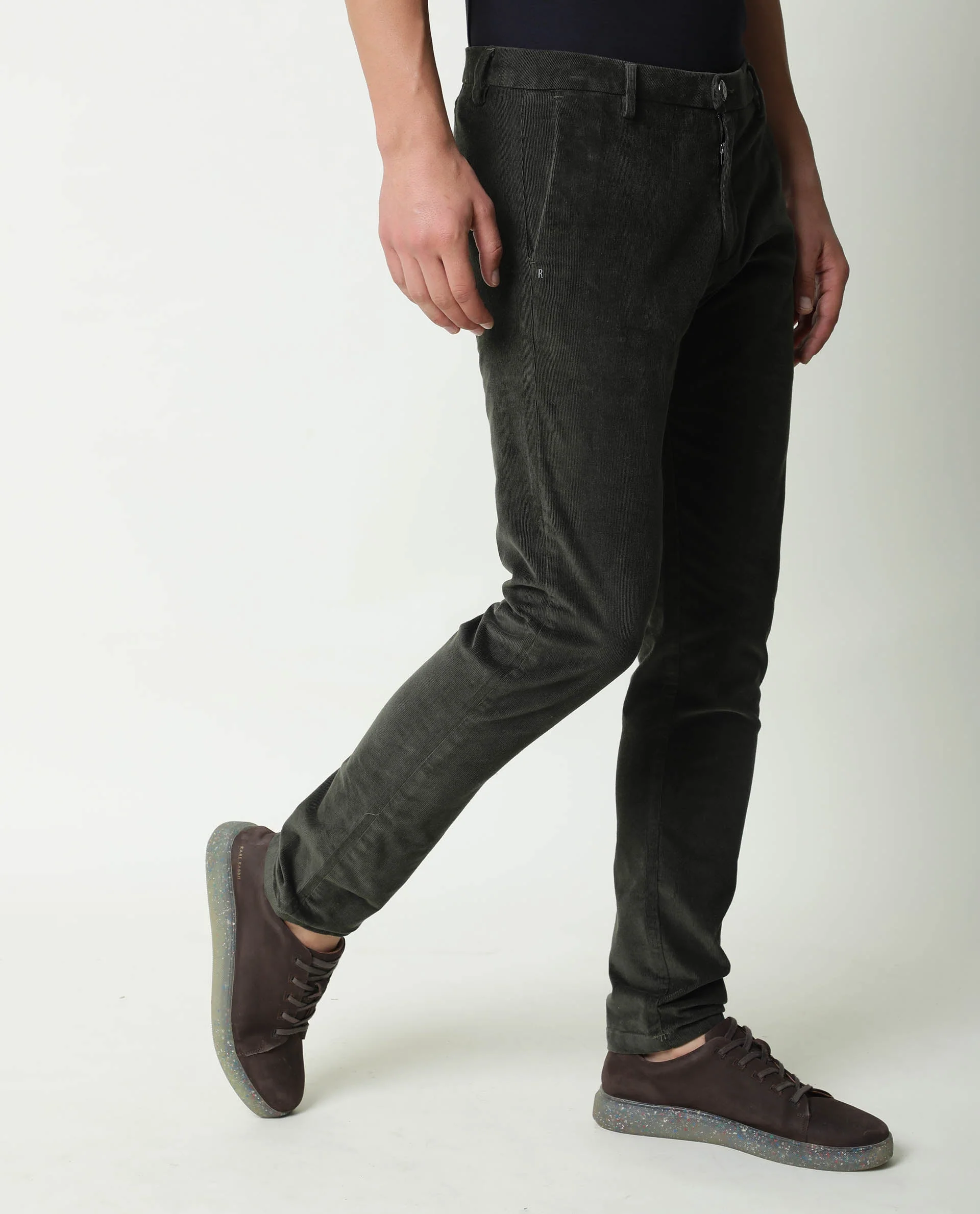 Rare Rabbit Men's Croc Green Cotton Plain Slim Fit Trouser - Image 9