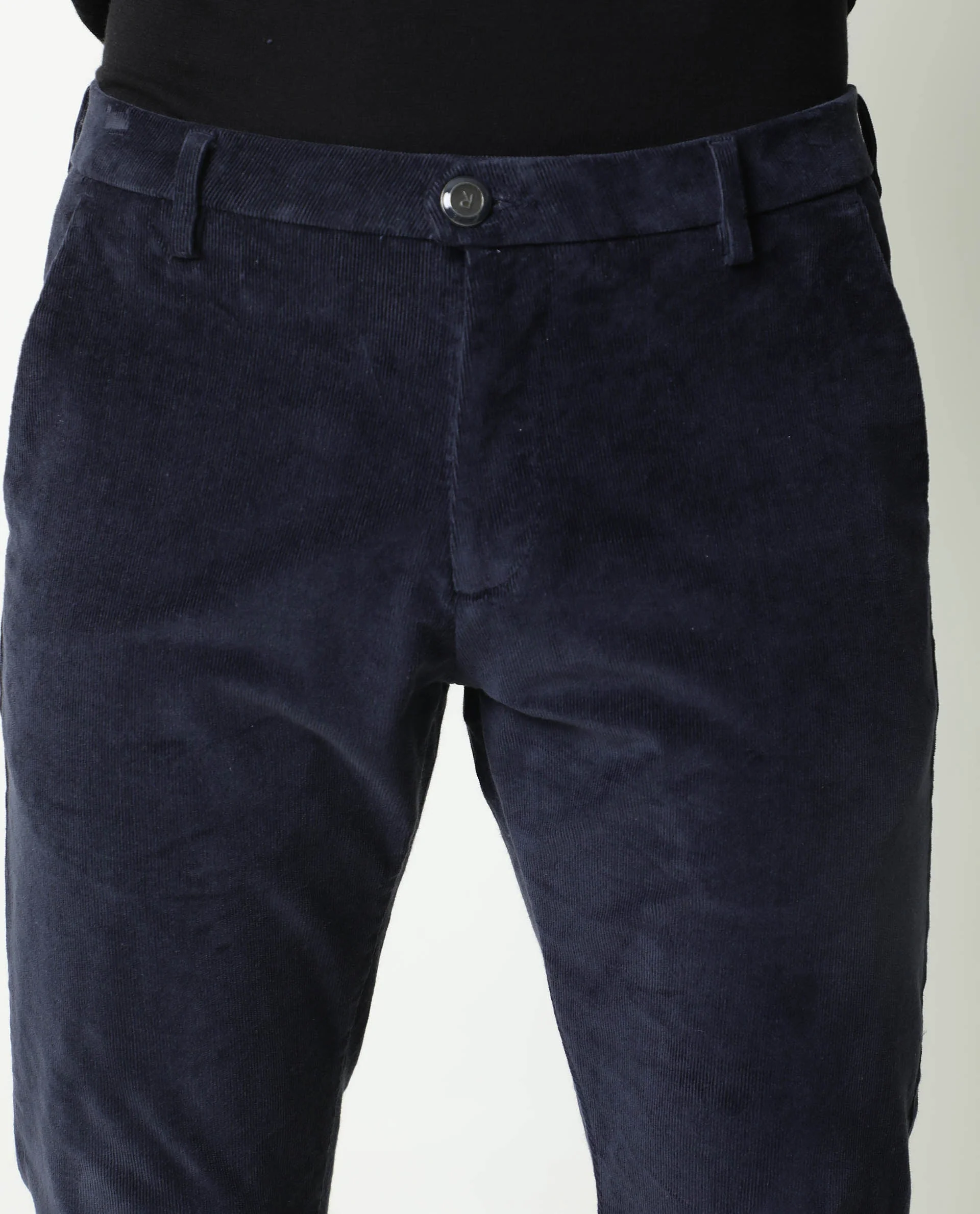 Rare Rabbit Men's Croc Navy Cotton Plain Slim Fit Trouser - Image 2