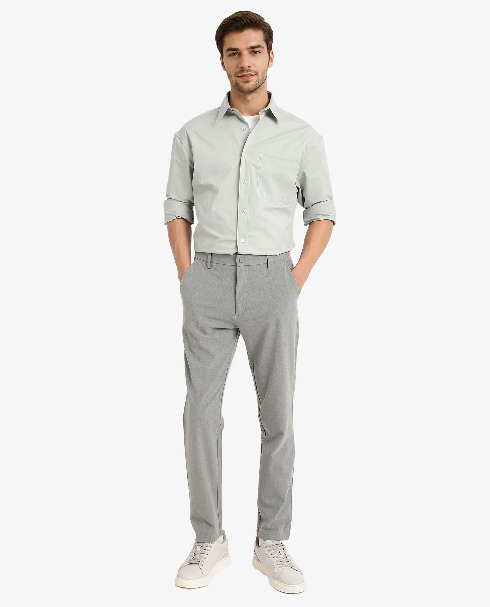 Rare Rabbit Men's Crofty Dusky Green Cotton Plain Boxy Fit Full Sleeve Collared Shirt - Image 2