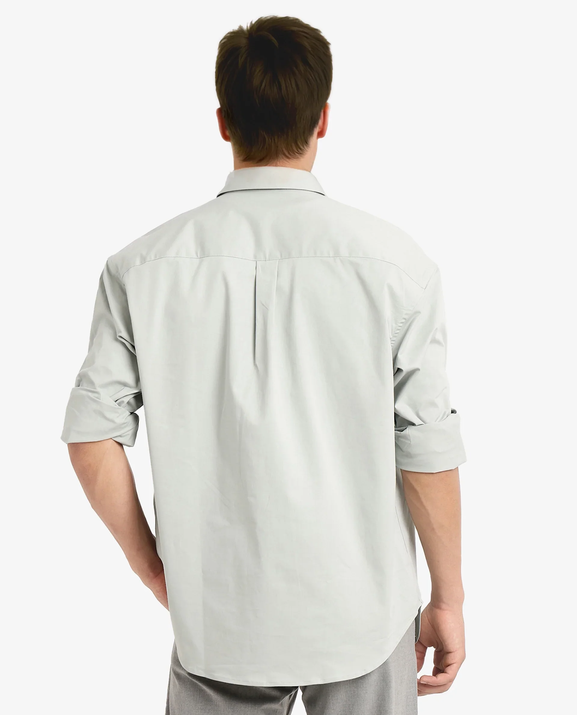 Rare Rabbit Men's Crofty Dusky Green Cotton Plain Boxy Fit Full Sleeve Collared Shirt - Image 9