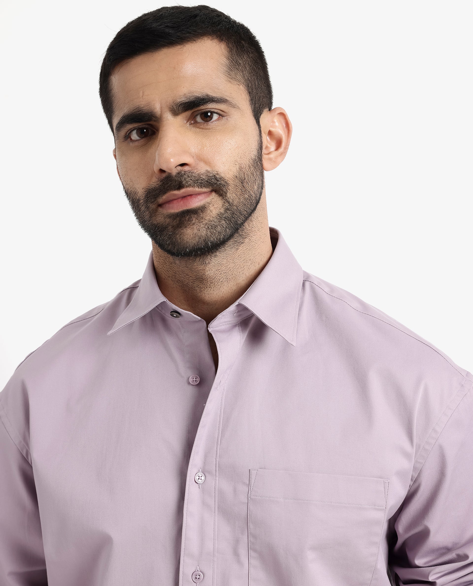 Rare Rabbit Men's Crofty Dusky Purple Cotton Plain Boxy Fit Full Sleeve Collared Shirt - Image 4