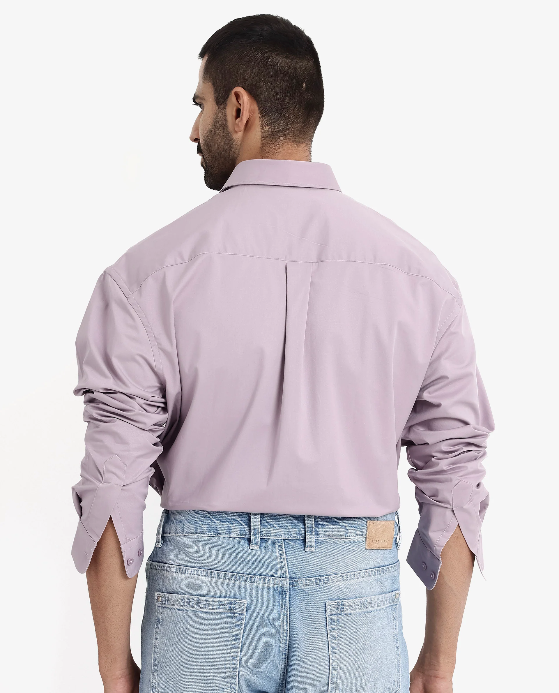 Rare Rabbit Men's Crofty Dusky Purple Cotton Plain Boxy Fit Full Sleeve Collared Shirt - Image 8