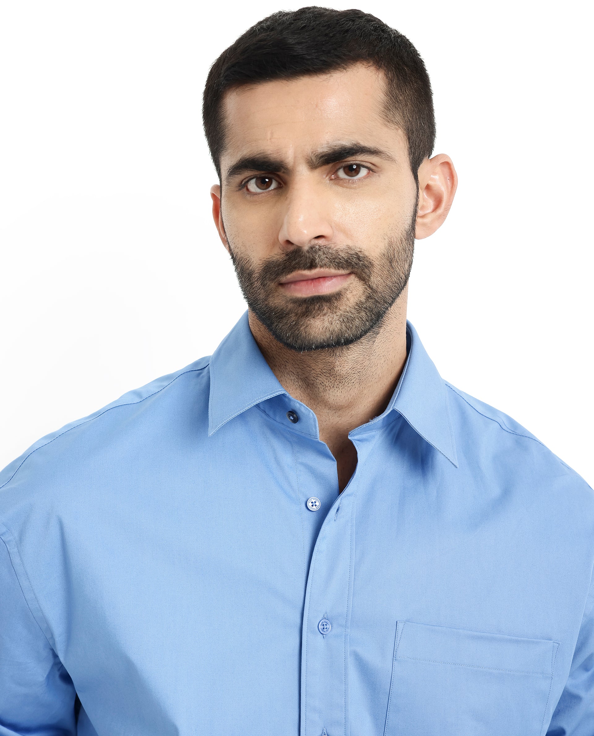 Rare Rabbit Men's Crofty Light Blue Cotton Plain Boxy Fit Full Sleeve Collared Shirt - Image 4