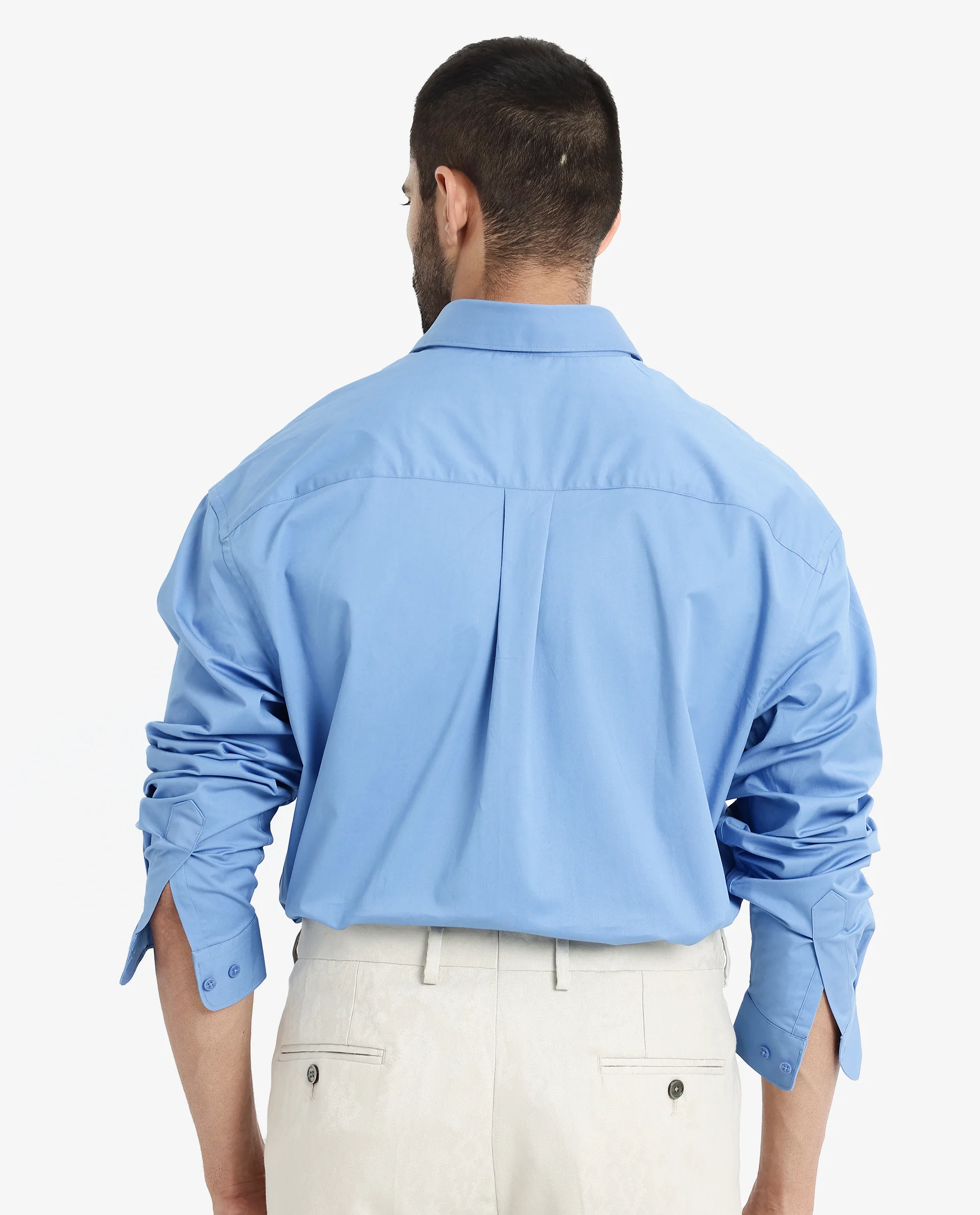 Rare Rabbit Men's Crofty Light Blue Cotton Plain Boxy Fit Full Sleeve Collared Shirt - Image 8