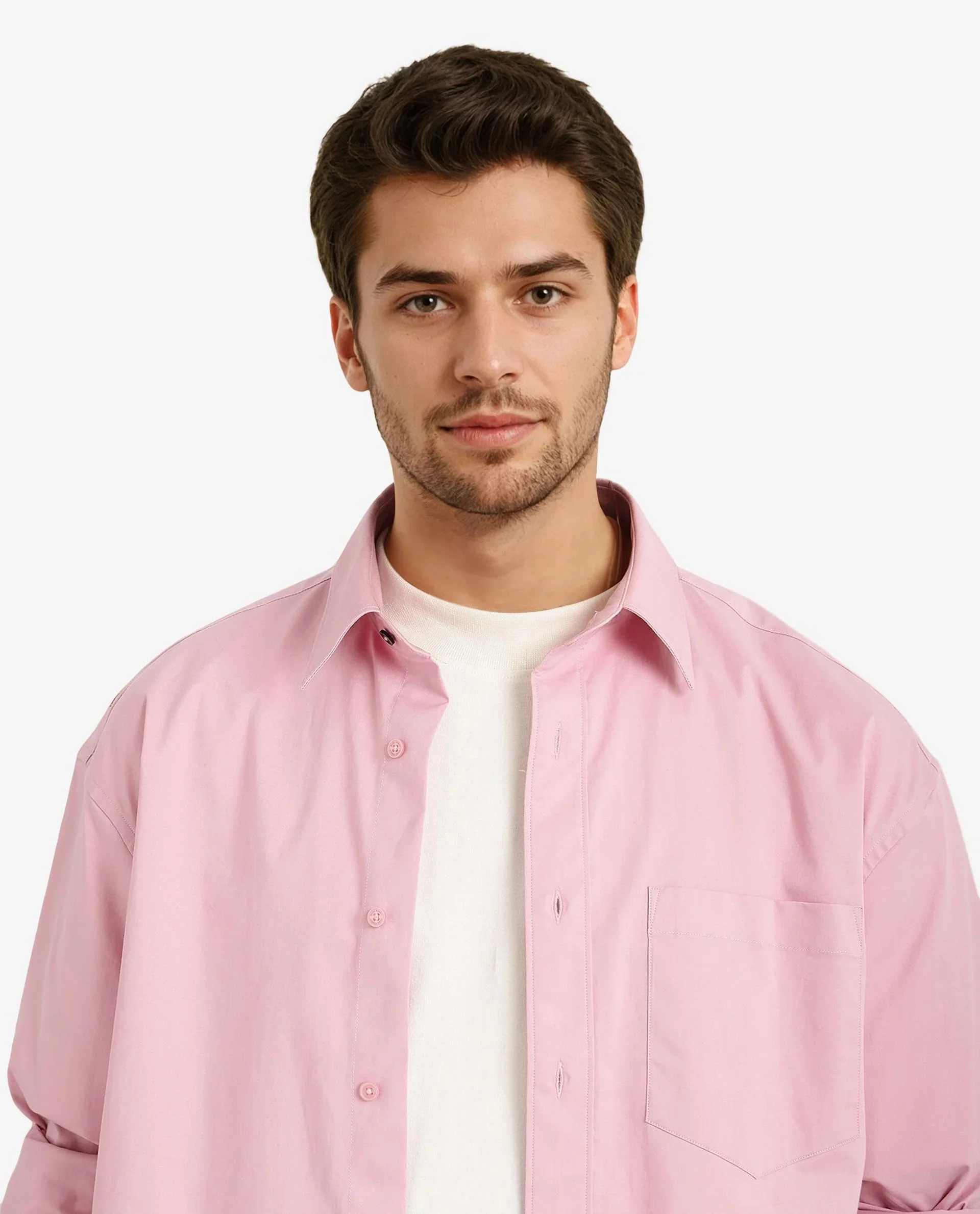 Rare Rabbit Men's Crofty Pastel Pink Cotton Plain Boxy Fit Full Sleeve Collared Shirt - Image 7