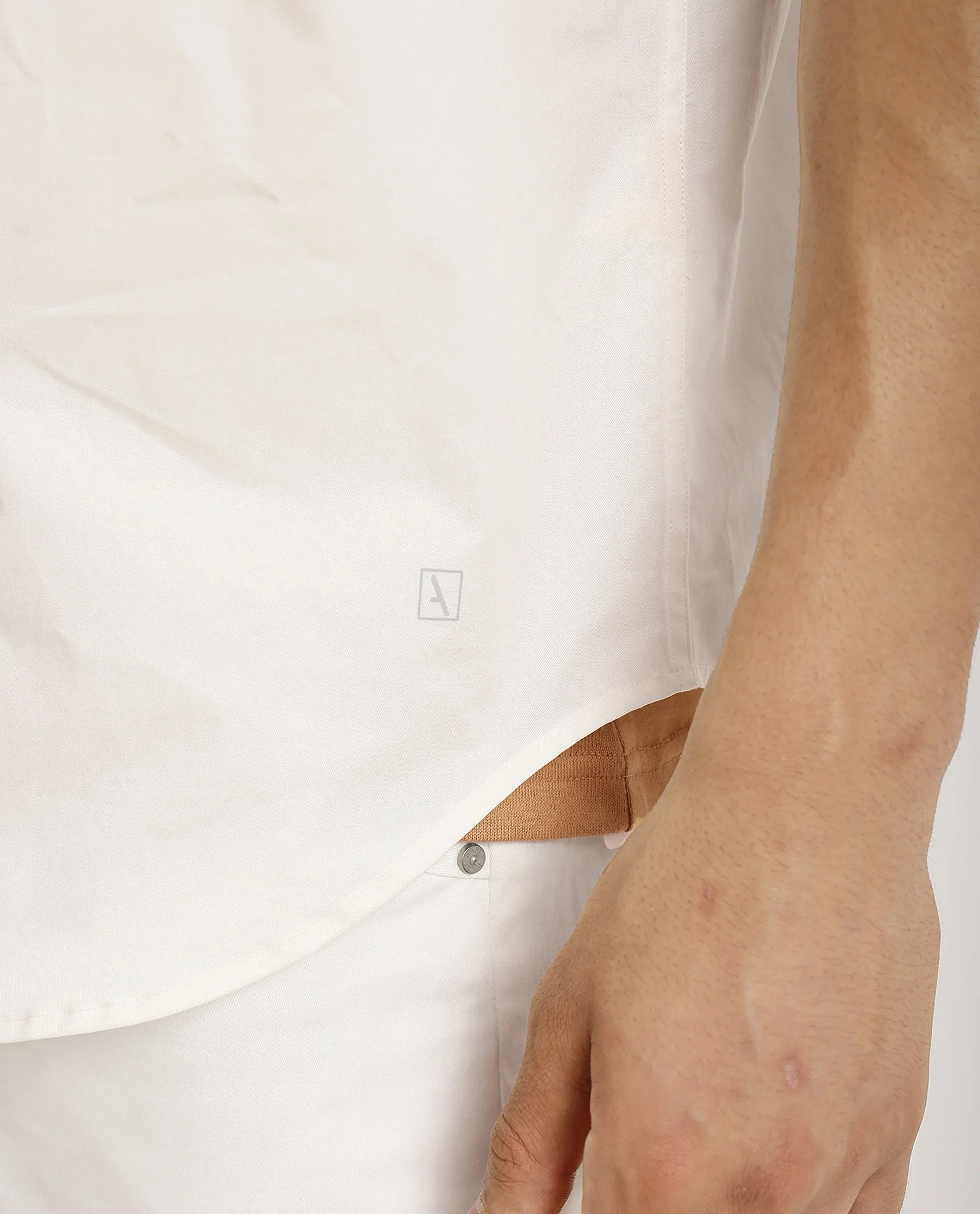 Rare Rabbit Men's Crofty White Cotton Plain Boxy Fit Full Sleeve Collared Shirt - Image 3