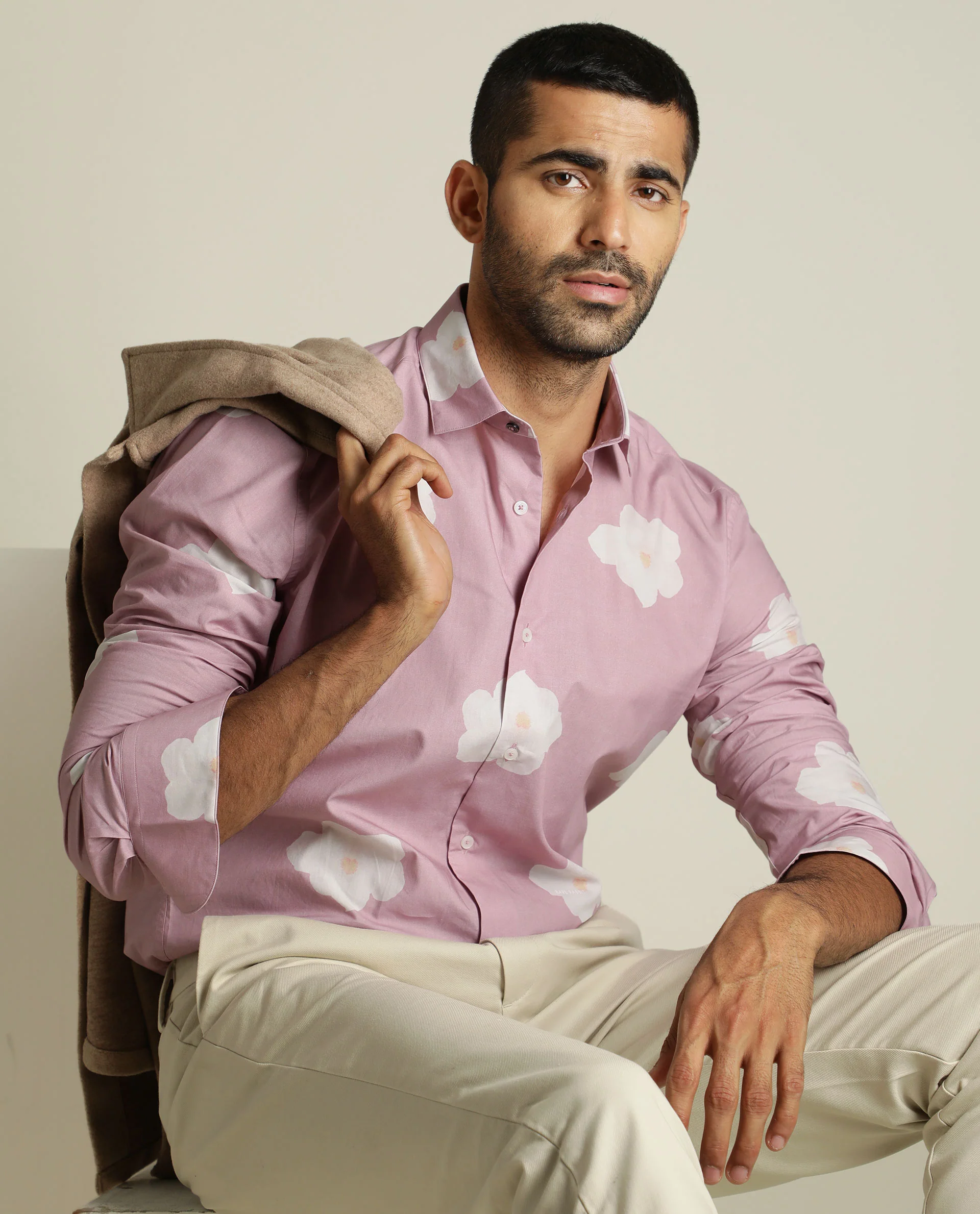 Rare Rabbit Men's Cromer Purple Cotton Floral Print Regular Fit Full Sleeve Collared Shirt - Image 2