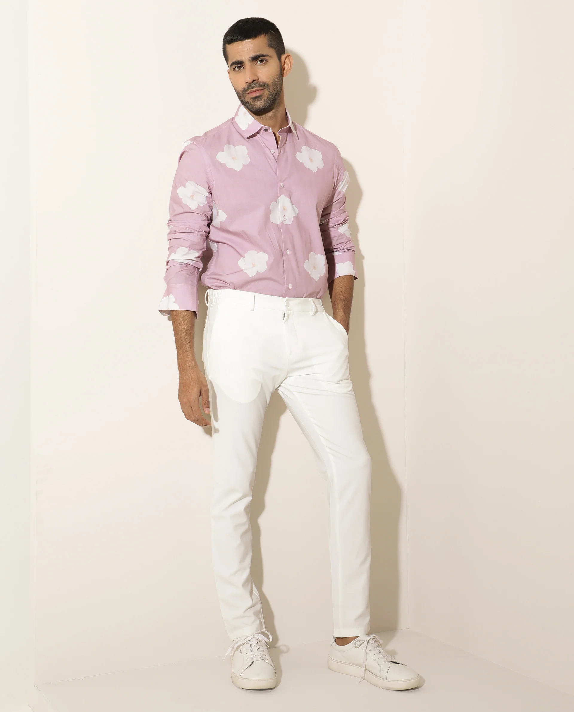 Rare Rabbit Men's Cromer Purple Cotton Floral Print Regular Fit Full Sleeve Collared Shirt - Image 4