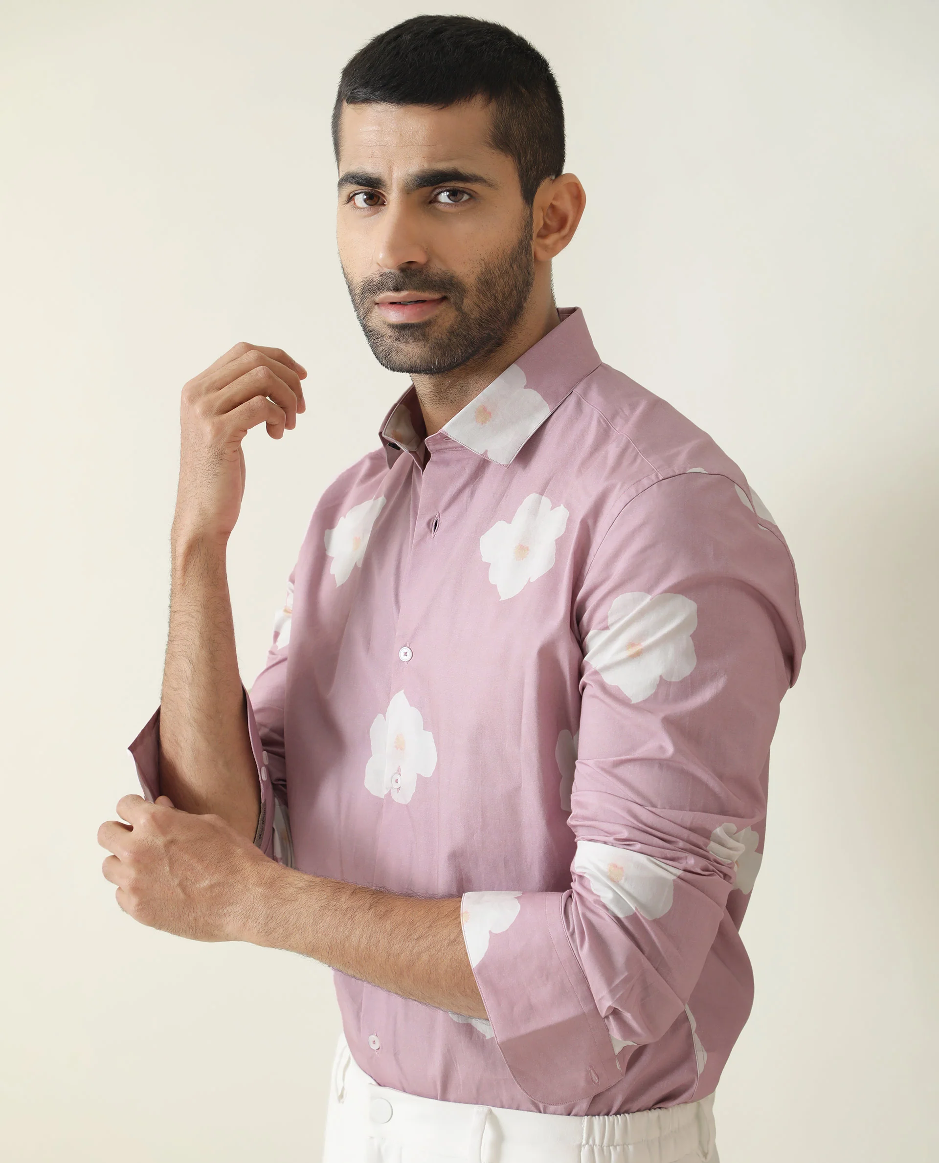 Rare Rabbit Men's Cromer Purple Cotton Floral Print Regular Fit Full Sleeve Collared Shirt - Image 5