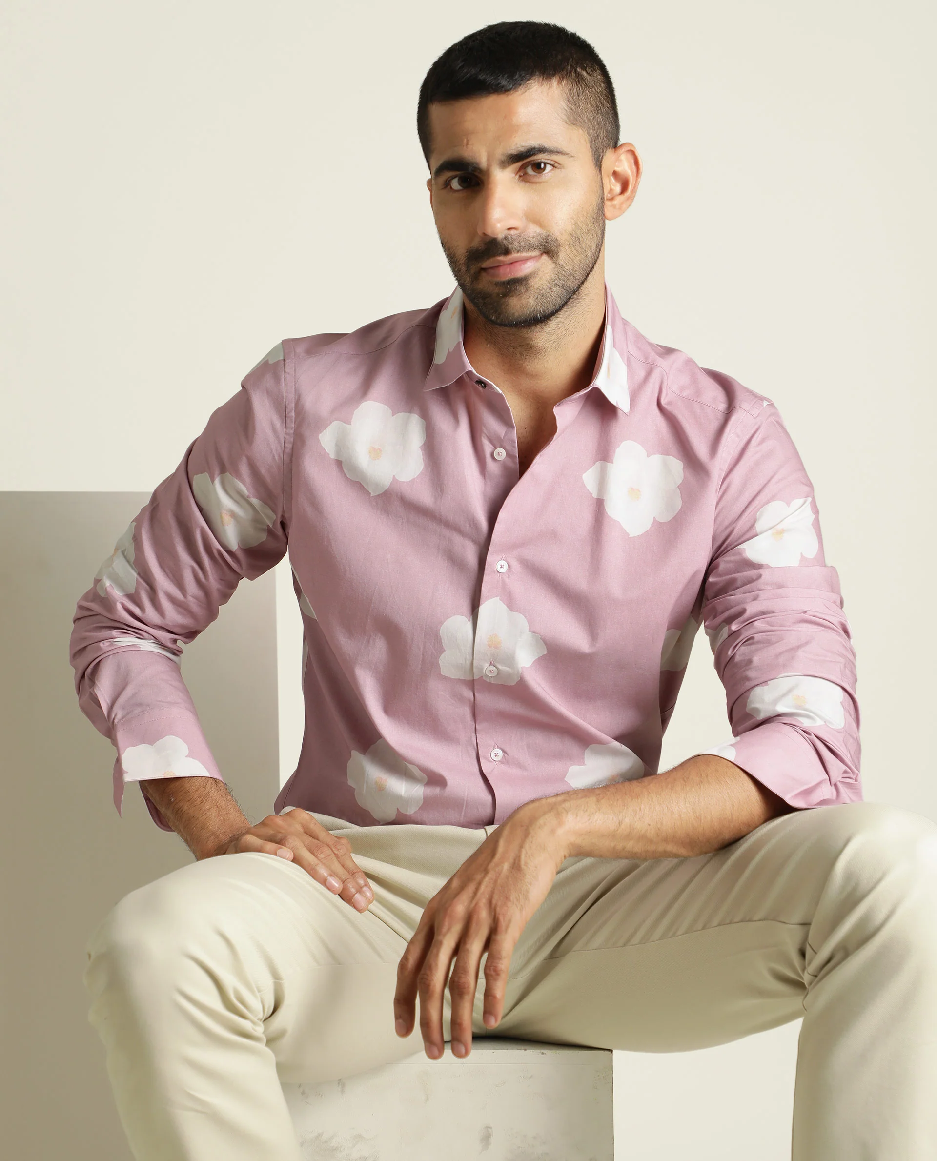 Rare Rabbit Men's Cromer Purple Cotton Floral Print Regular Fit Full Sleeve Collared Shirt - Image 6