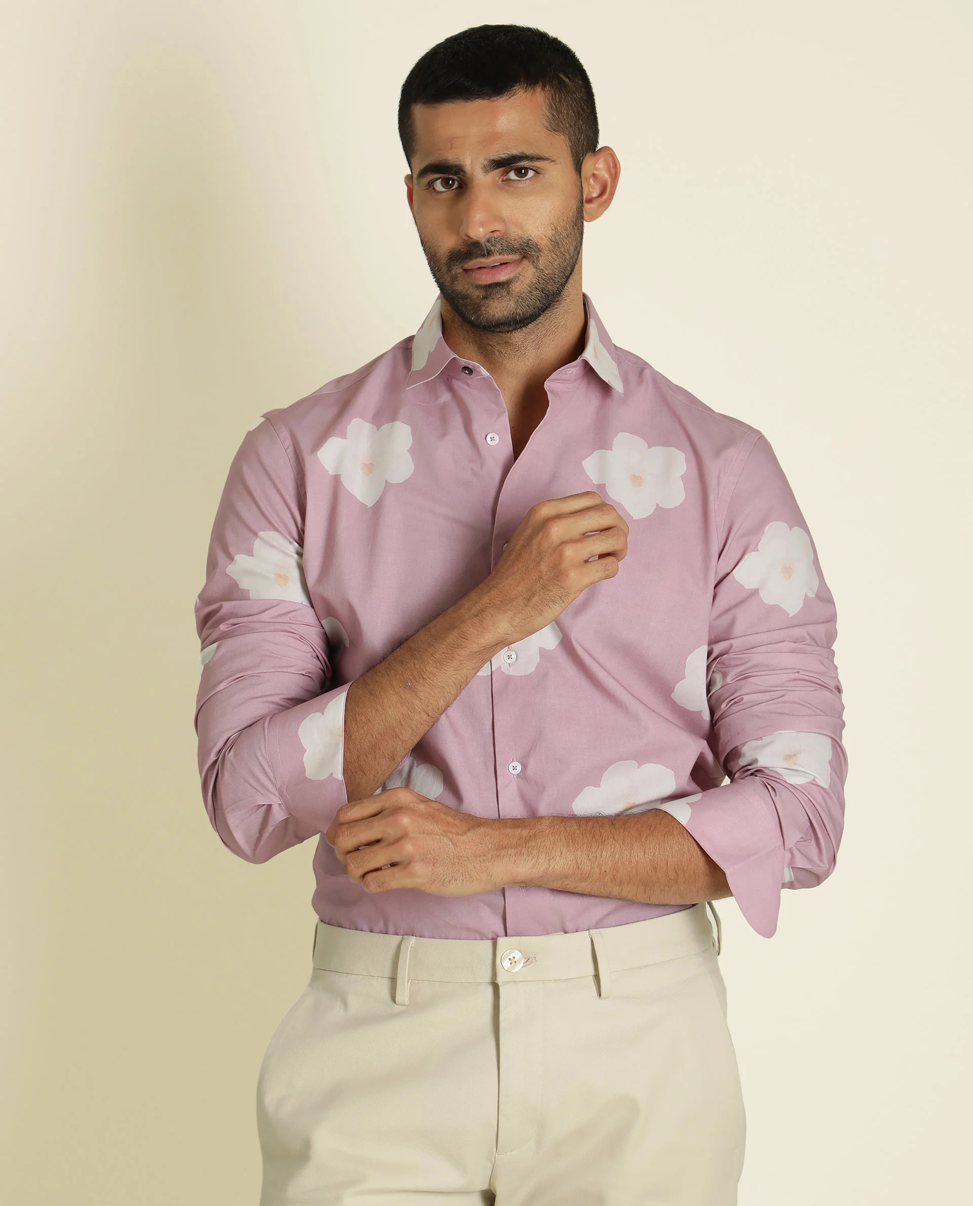 Rare Rabbit Men's Cromer Purple Cotton Floral Print Regular Fit Full Sleeve Collared Shirt - Image 9