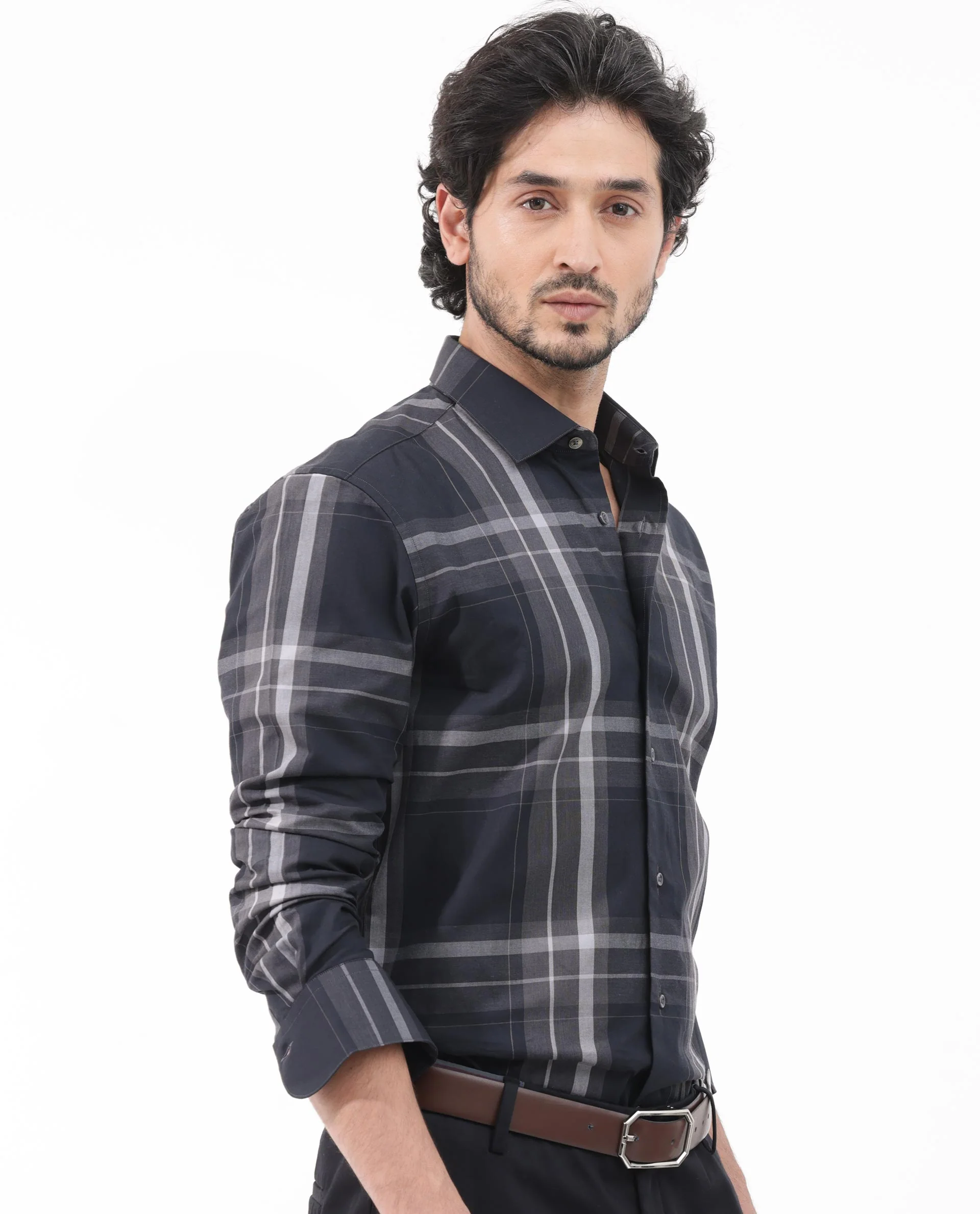 Rare Rabbit Men's Cromet Black Cotton Checked Print Regular Fit Full Sleeve Collared Shirt - Image 7