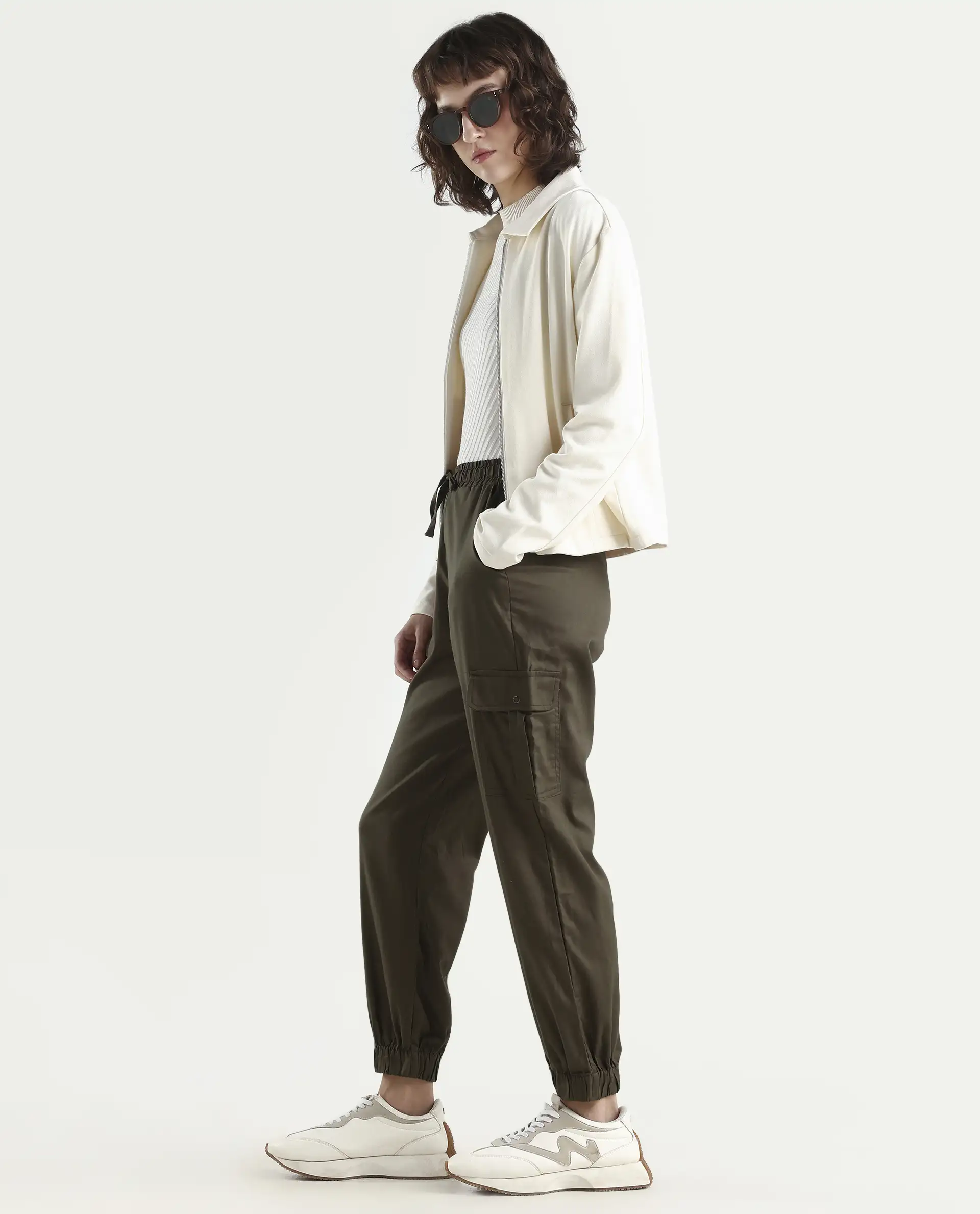 Rareism Women's Crop Khaki Trouser - Image 3