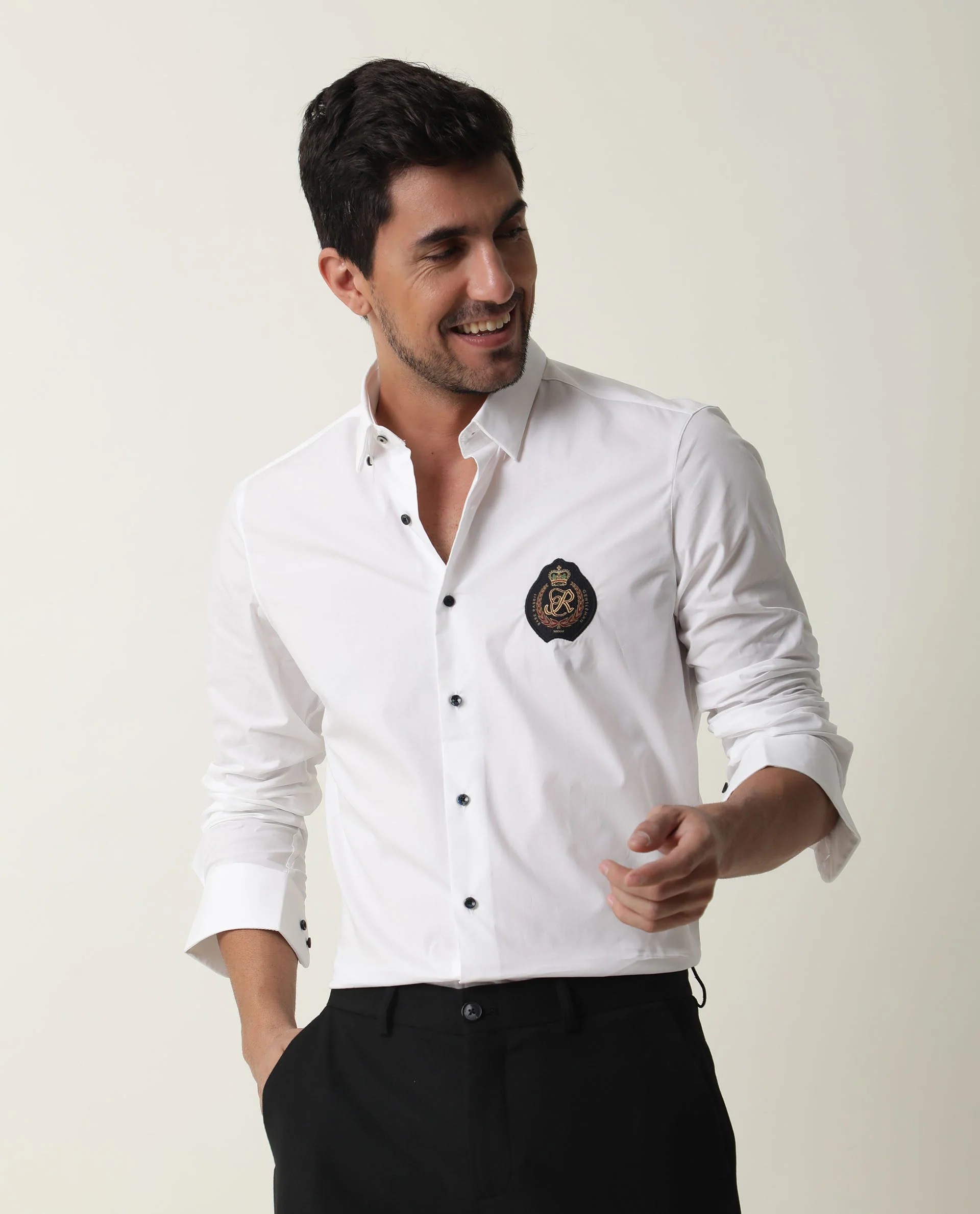 Rare Rabbit Men's Crown White Cotton Plain Regular Fit Full Sleeve Spread Collar Shirt - Image 5