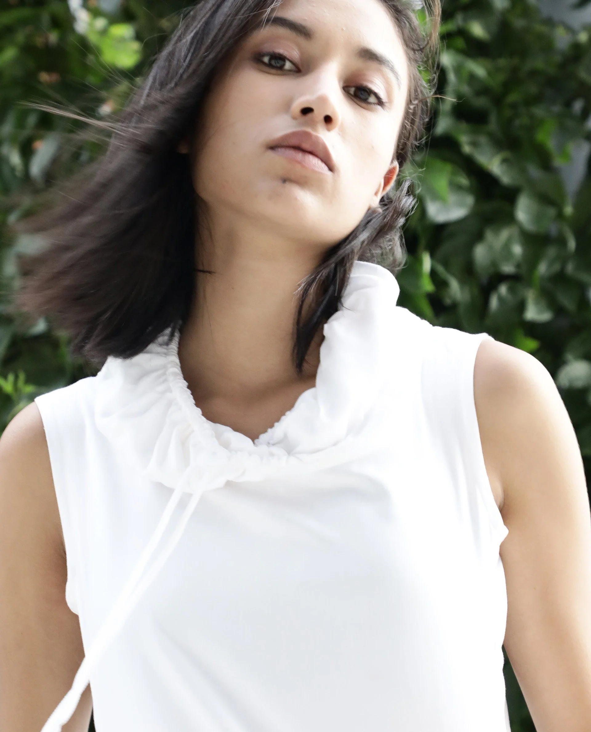 Rareism Womens Cruise White Dress Cotton Fabric Regular Fit Sleeveless Round Neck - Image 2