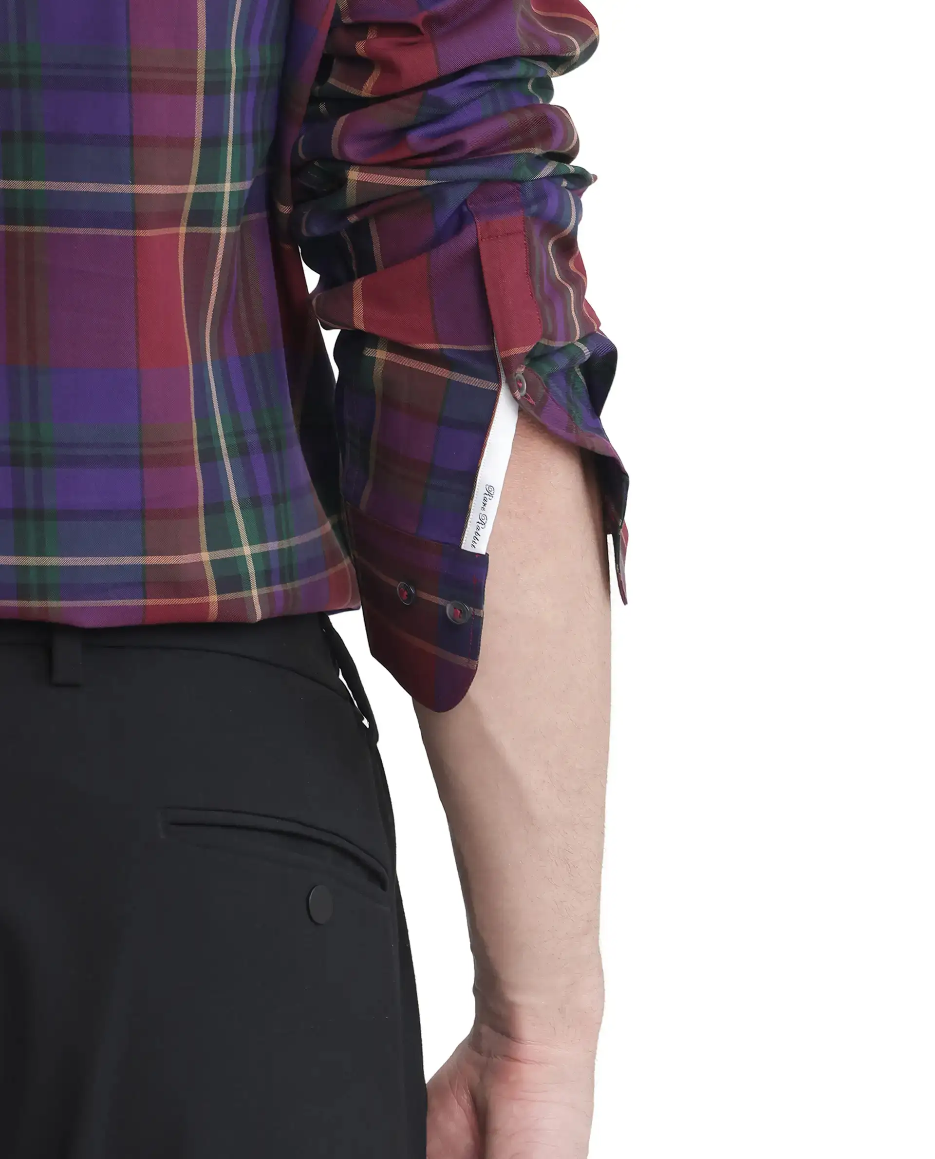 Rare Rabbit Men's Cruner Dark Purple Cotton Blend Checked Print Regular Fit Full Sleeve Collared Shirt - Image 5