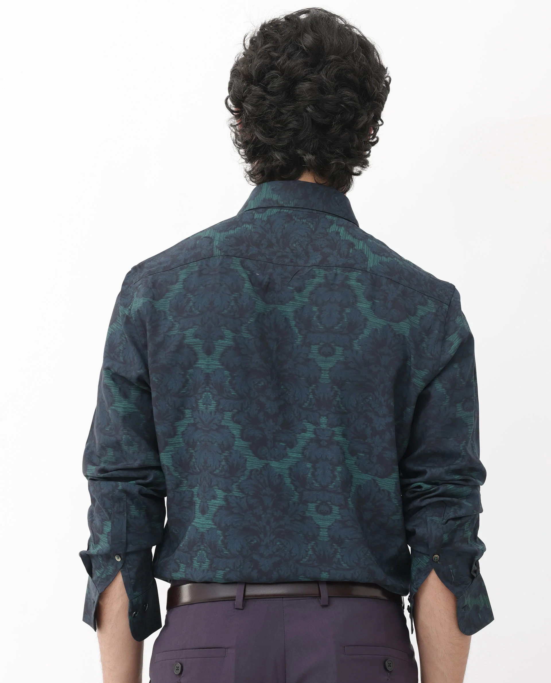 Rare Rabbit Men's Crux Dark Green Viscose Floral Print Regular Fit Full Sleeve Collared Shirt - Image 8