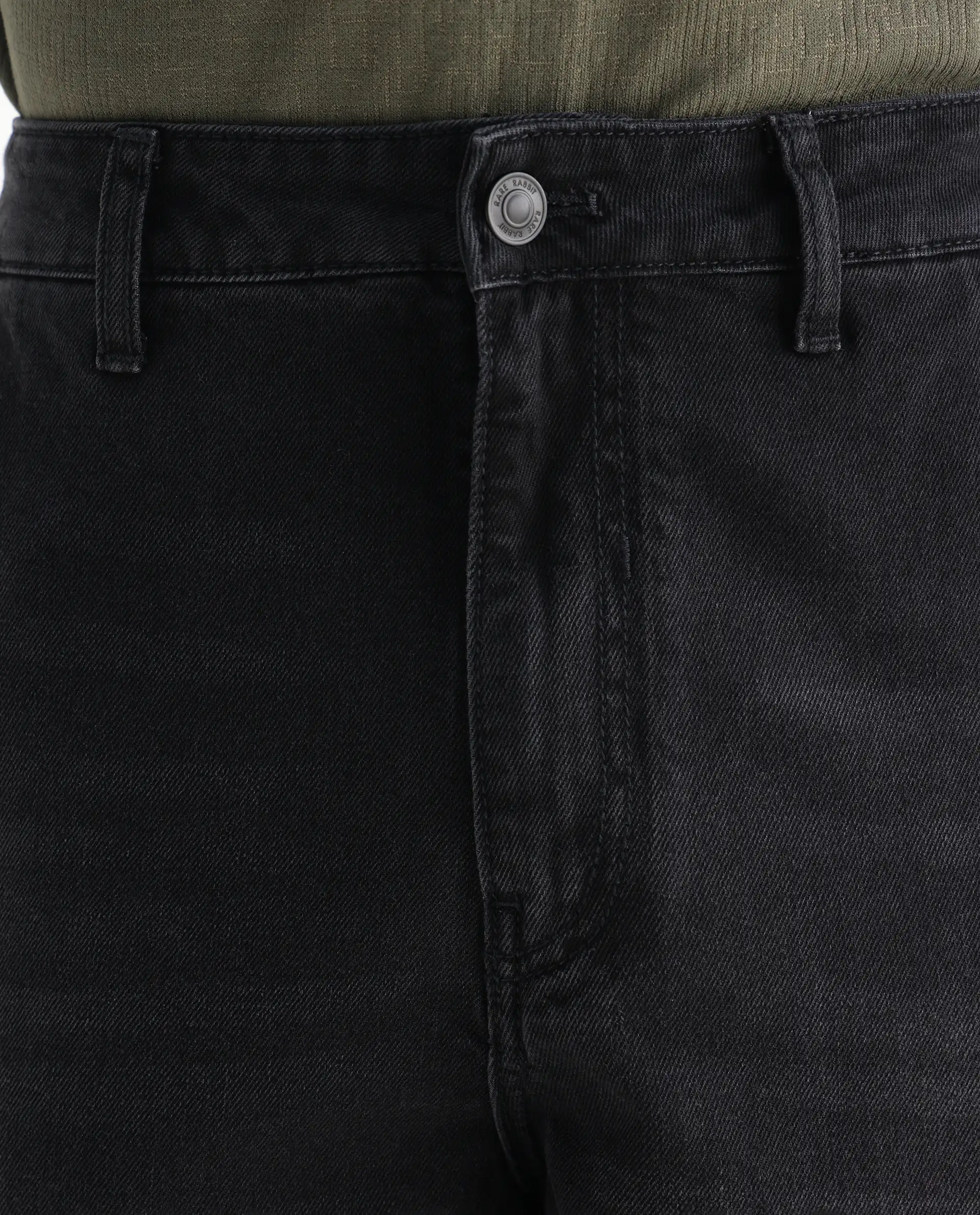 Rare Rabbit Men's Cruz Black Cotton Plain Baggy Fit Jeans - Image 4