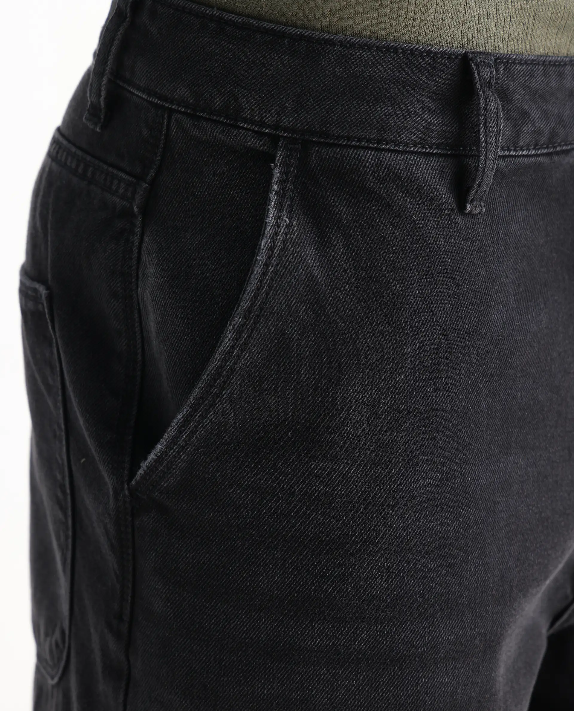 Rare Rabbit Men's Cruz Black Cotton Plain Baggy Fit Jeans - Image 6