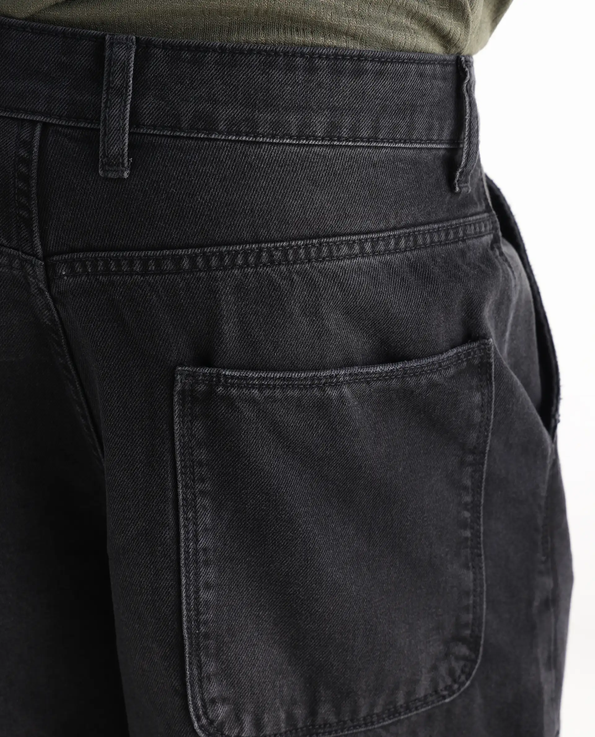 Rare Rabbit Men's Cruz Black Cotton Plain Baggy Fit Jeans - Image 8