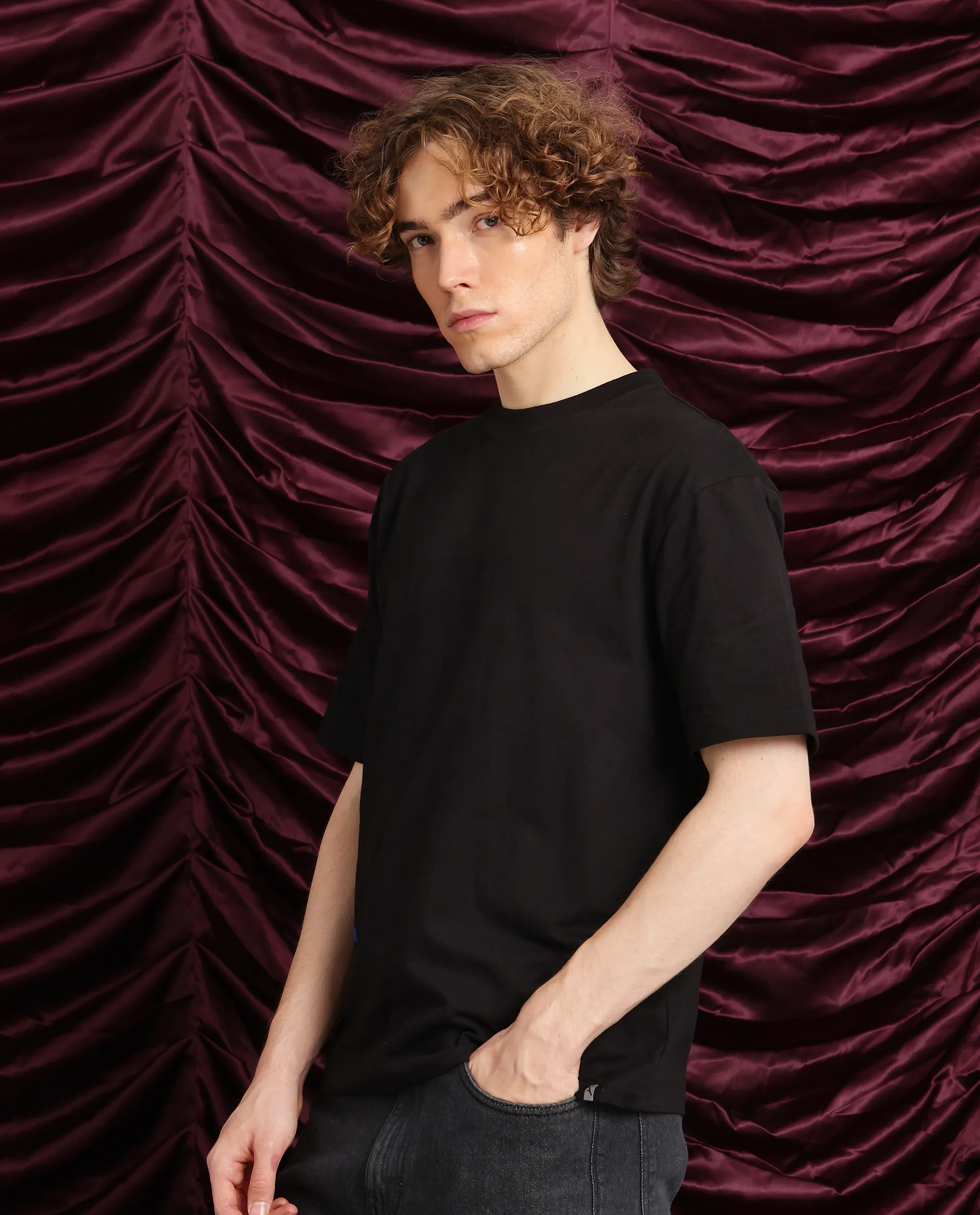 Rare Rabbit Men's Cruzo Black Cotton Graphic Print Oversized Fit Half Sleeve Crew Neck T-Shirt - Image 6