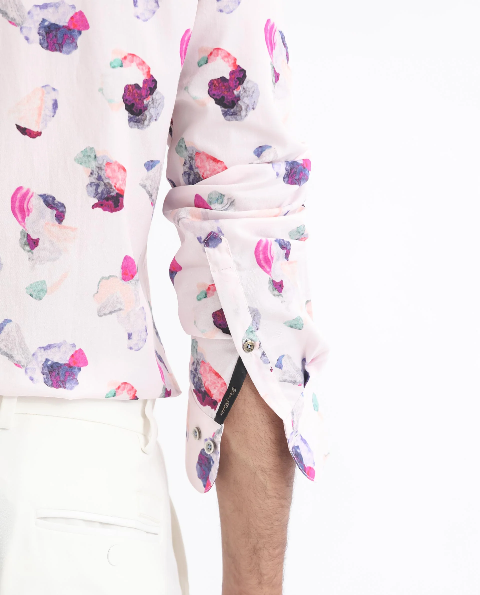 Rare Rabbit Men's Crysta- Pink Cotton Abstract Print Regular Fit Full Sleeve Collared Shirt - Image 5