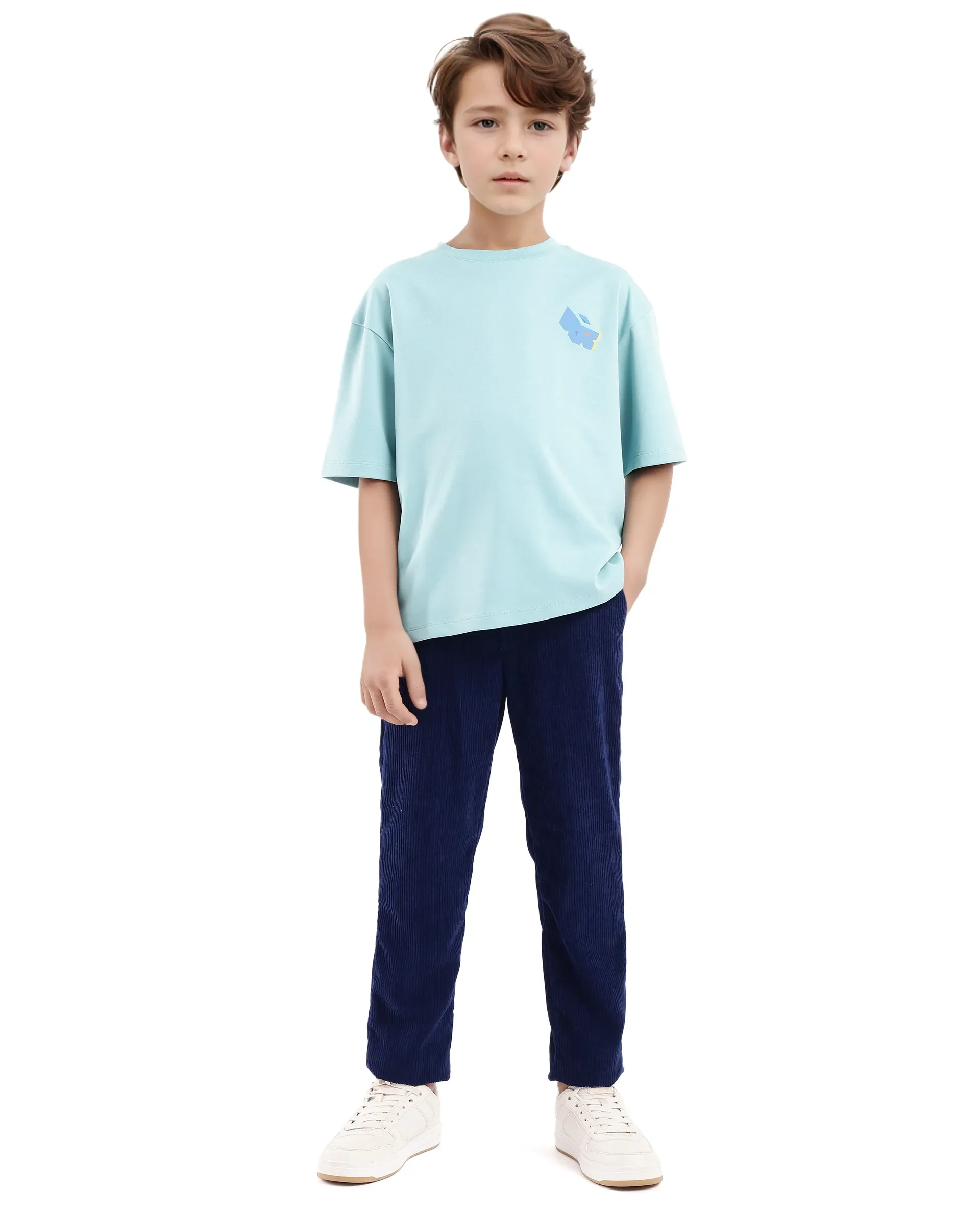Rare Ones Kids Cube Light Turq Cotton Half Sleeves Crew Neck Back Graphic Print T-Shirt - Image 3