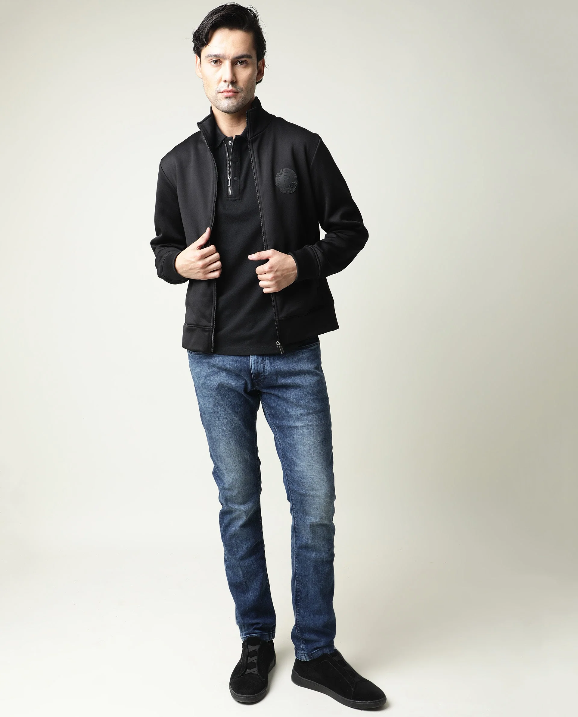 Rare Rabbit Men's Cube Blue Cotton Plain Hawk Slim Fit Jeans - Image 9