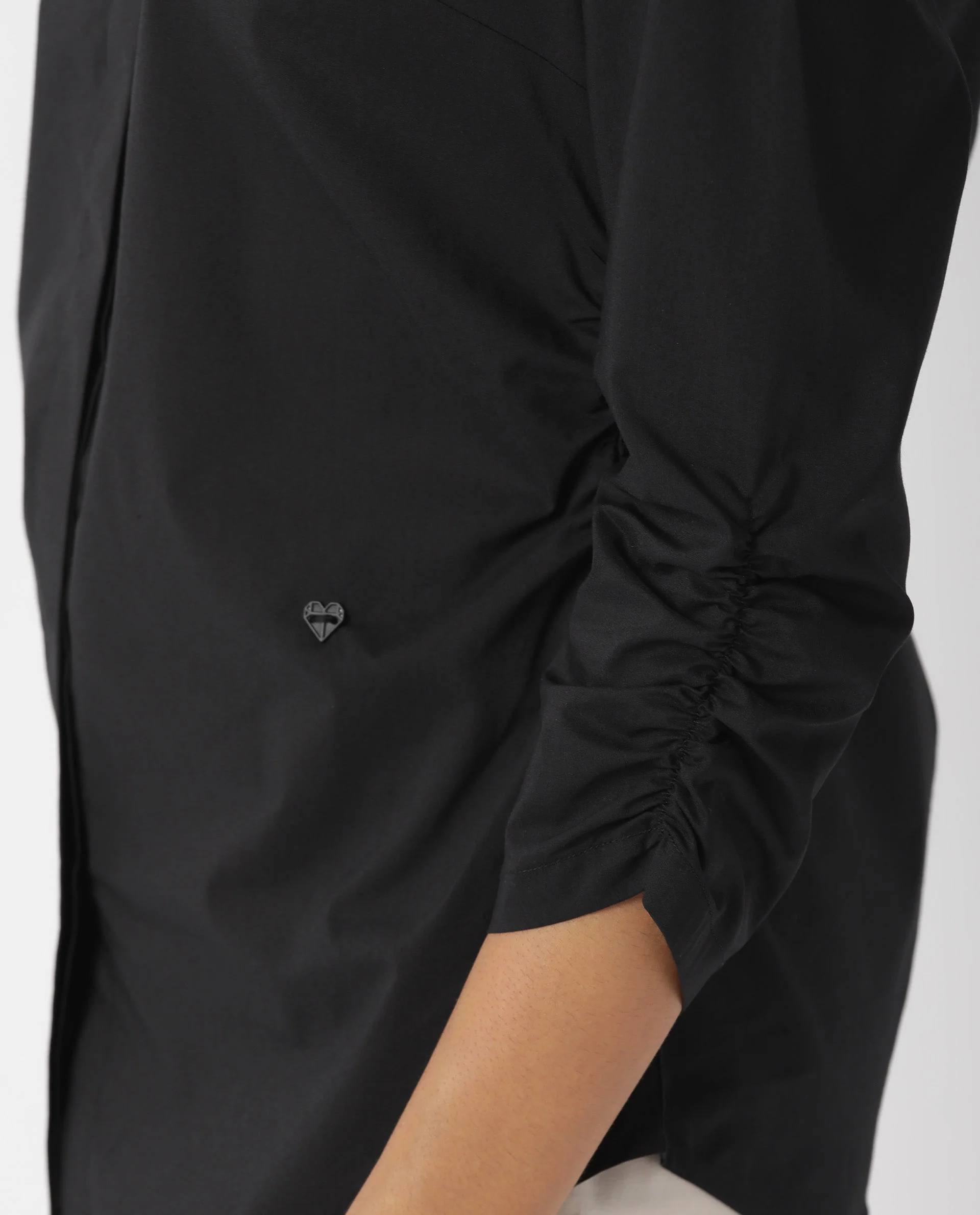 Rareism Women's Cuddle Black Cotton Blend Spread Collar Plain Regular Fit Top - Image 6
