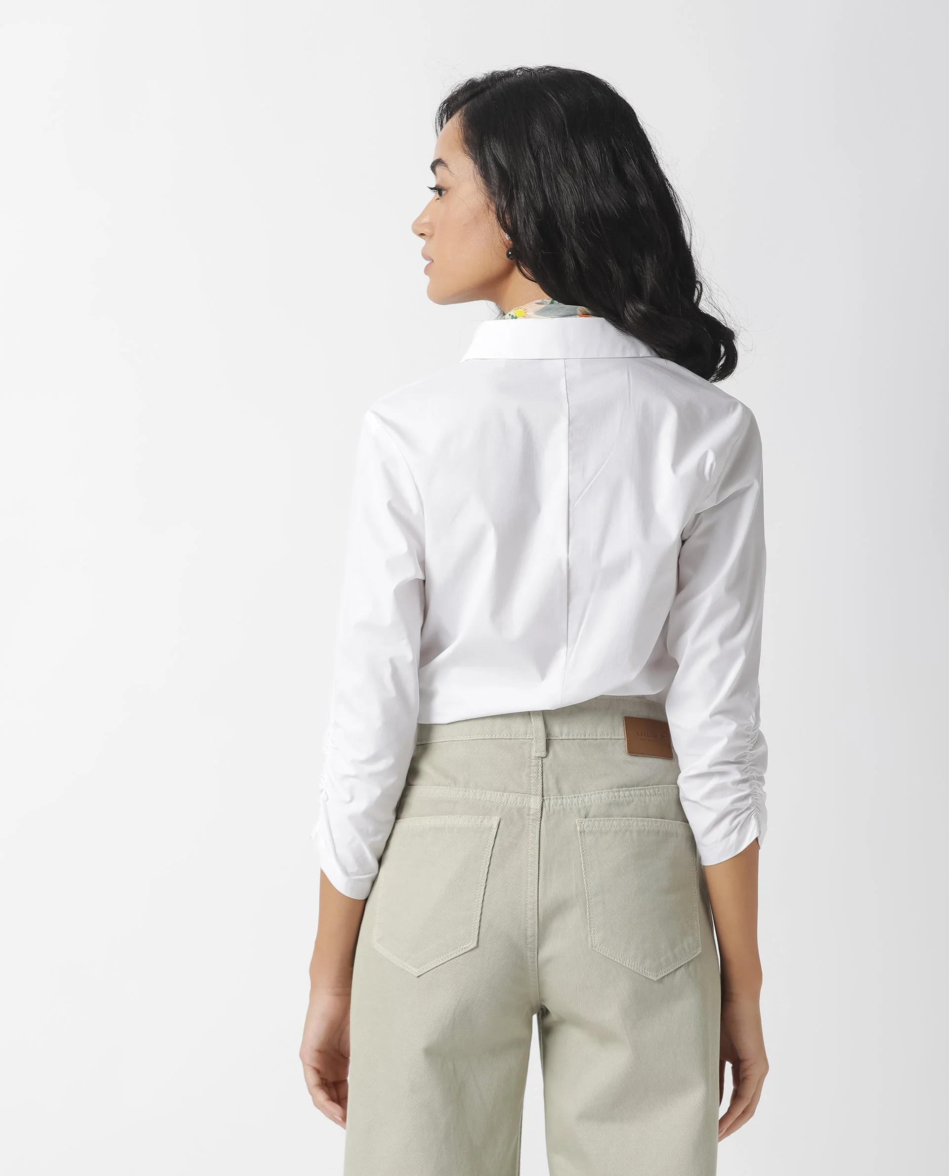 Rareism Women's Cuddle White Cotton Blend Spread Collar Plain Regular Fit Top - Image 9