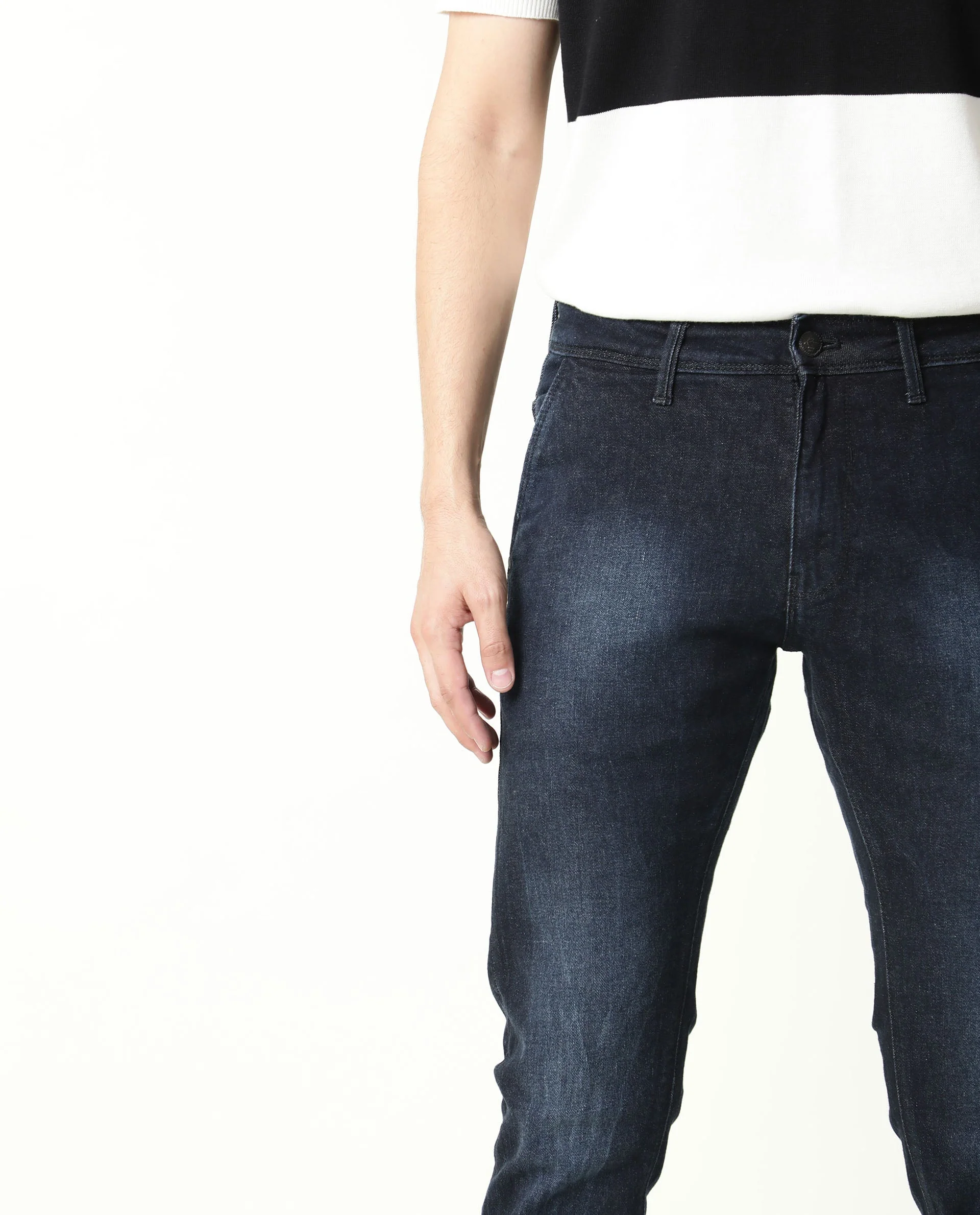 Rare Rabbit Men's Cumbri Black Cotton Plain Hawk Slim Fit Jeans - Image 2