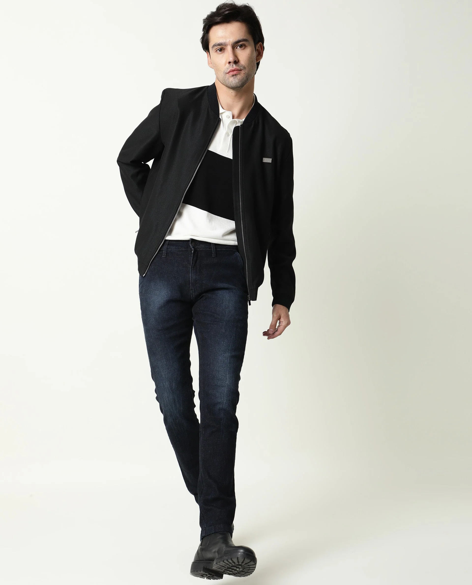 Rare Rabbit Men's Cumbri Black Cotton Plain Hawk Slim Fit Jeans - Image 3
