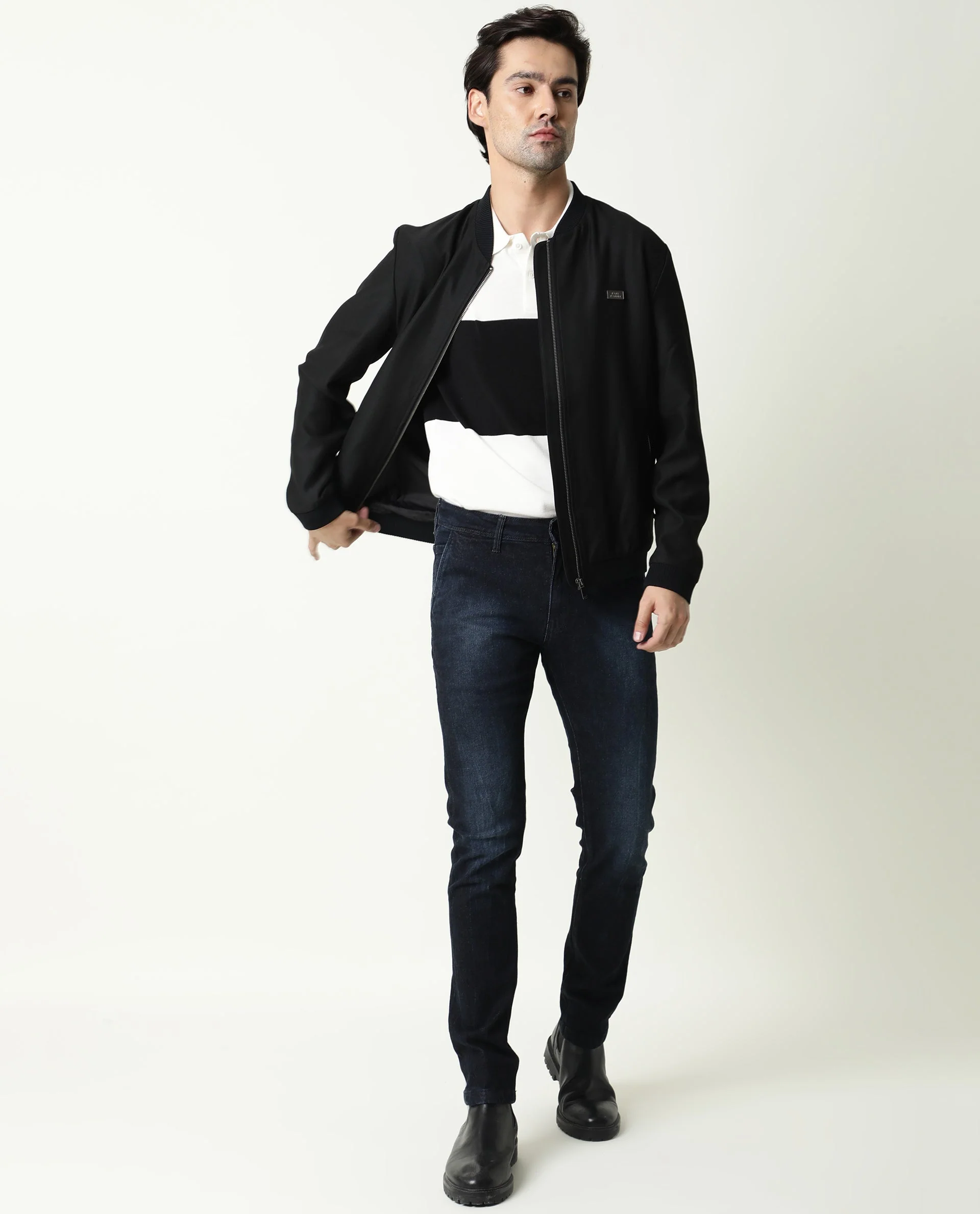 Rare Rabbit Men's Cumbri Black Cotton Plain Hawk Slim Fit Jeans - Image 4