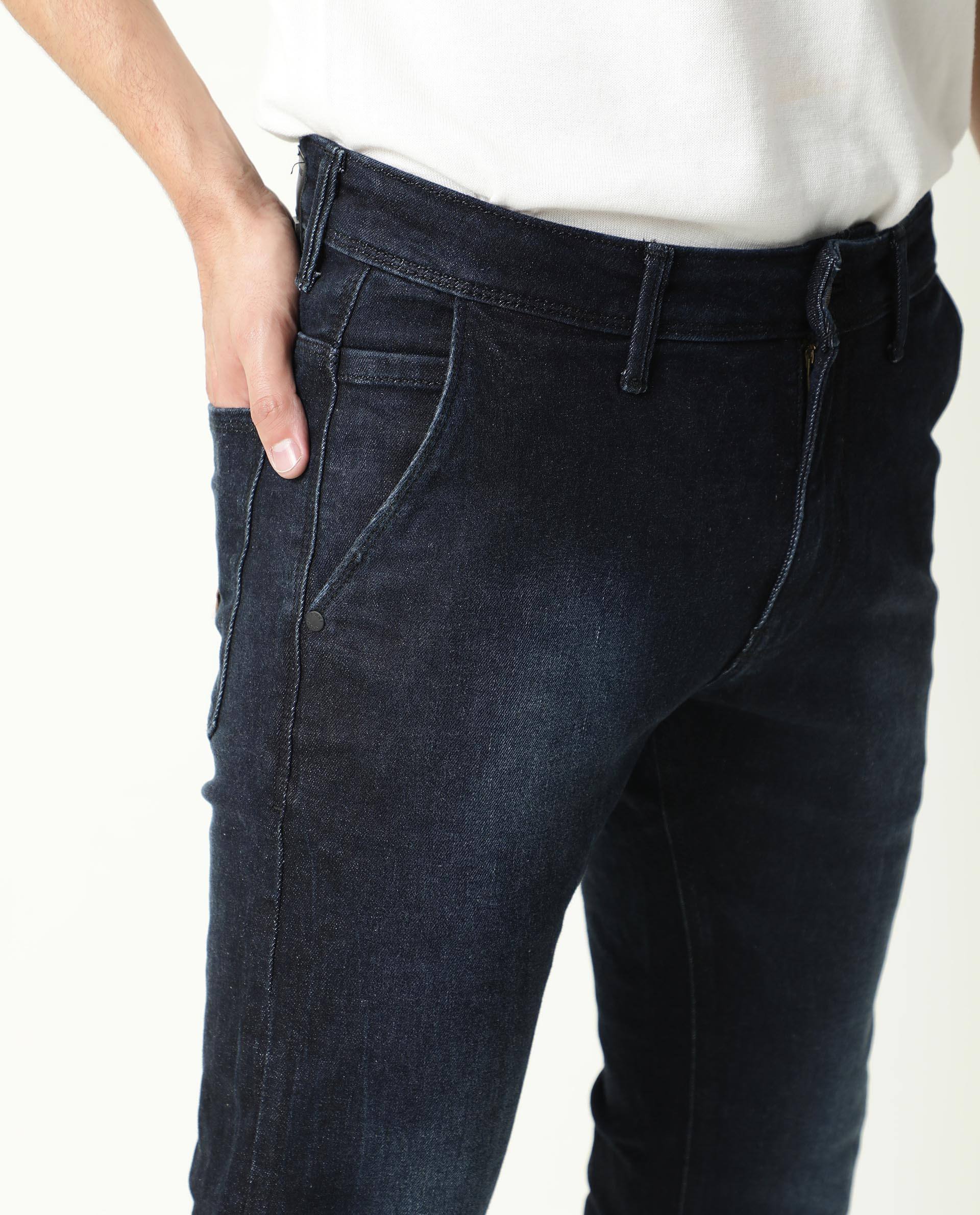 Rare Rabbit Men's Cumbri Black Cotton Plain Hawk Slim Fit Jeans - Image 6