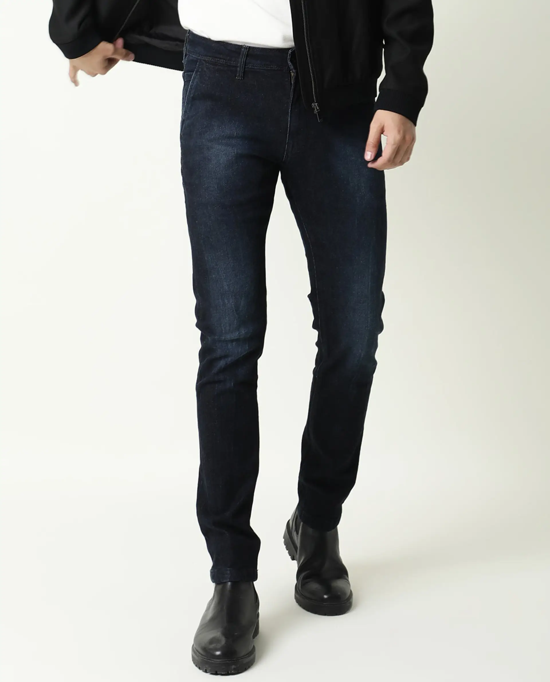 Rare Rabbit Men's Cumbri Black Cotton Plain Hawk Slim Fit Jeans - Image 7